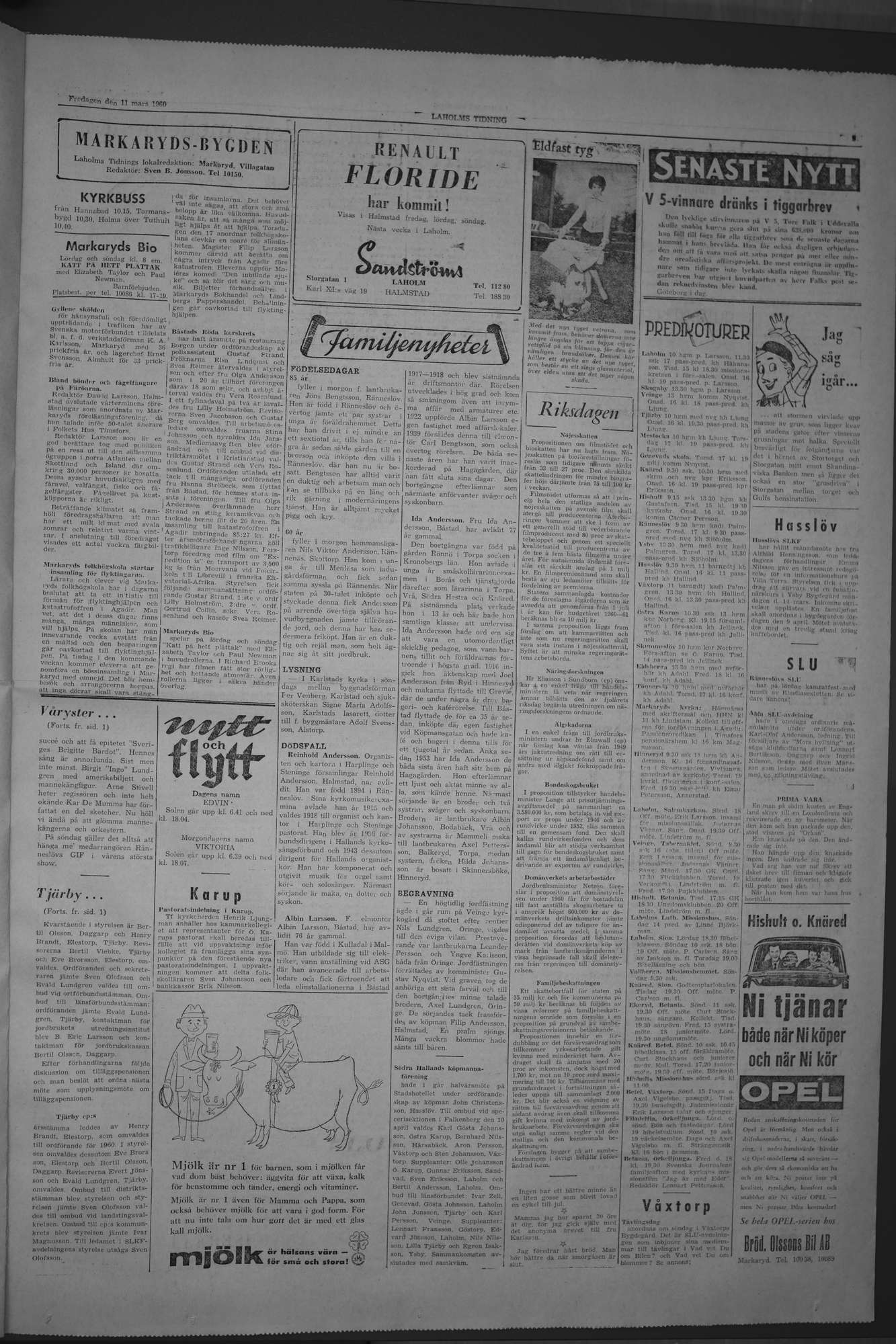 Laholms Tidning Fredag 11 mars 1960, sida 3