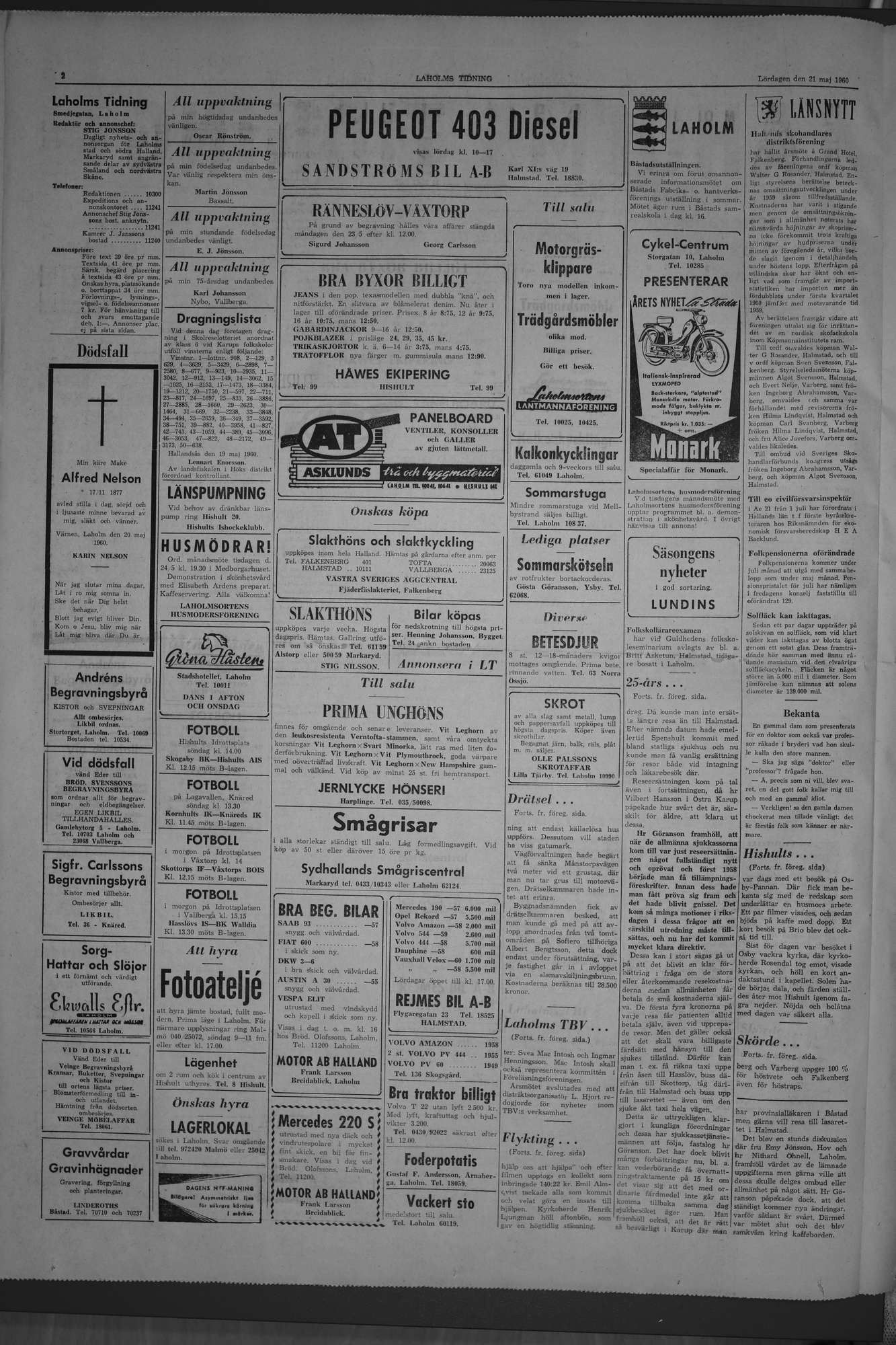 Laholms Tidning Lördag 21 maj 1960, sida 2