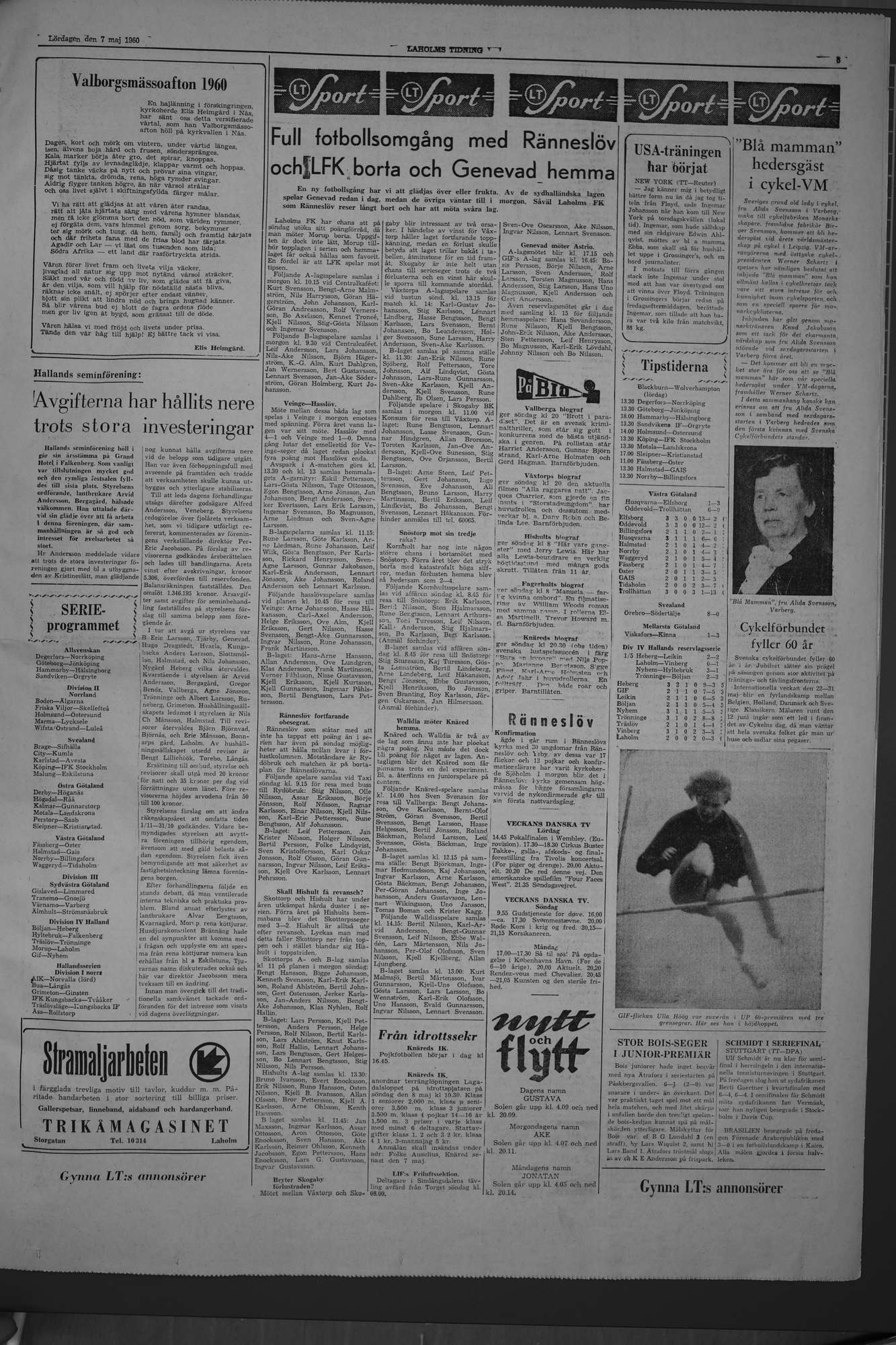 Laholms Tidning Lördag 7 maj 1960, sida 5