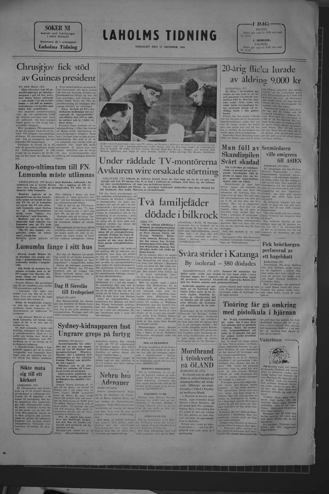 Laholms Tidning Tisdag 11 oktober 1960, sida 8