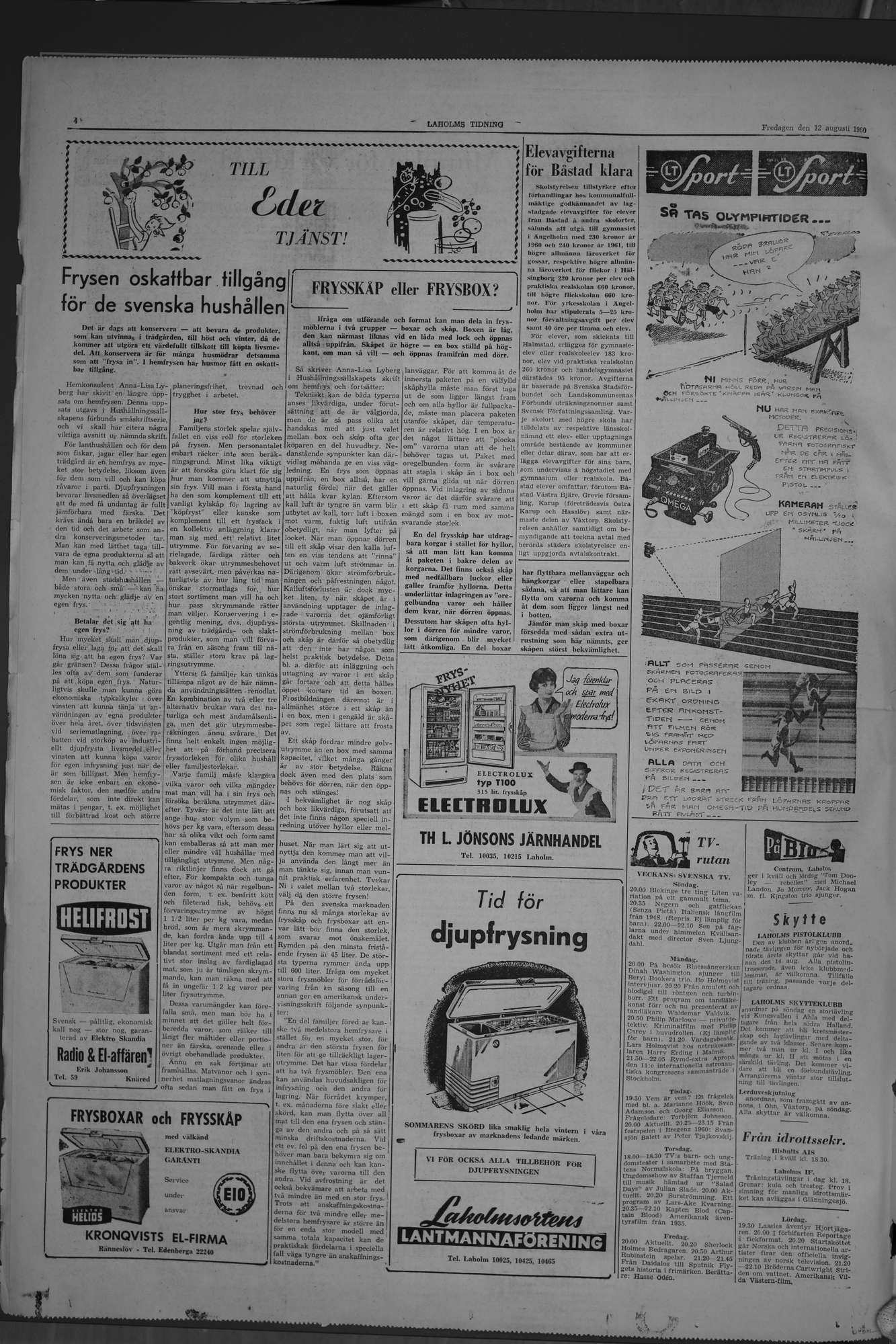 Laholms Tidning Fredag 12 augusti 1960, sida 4