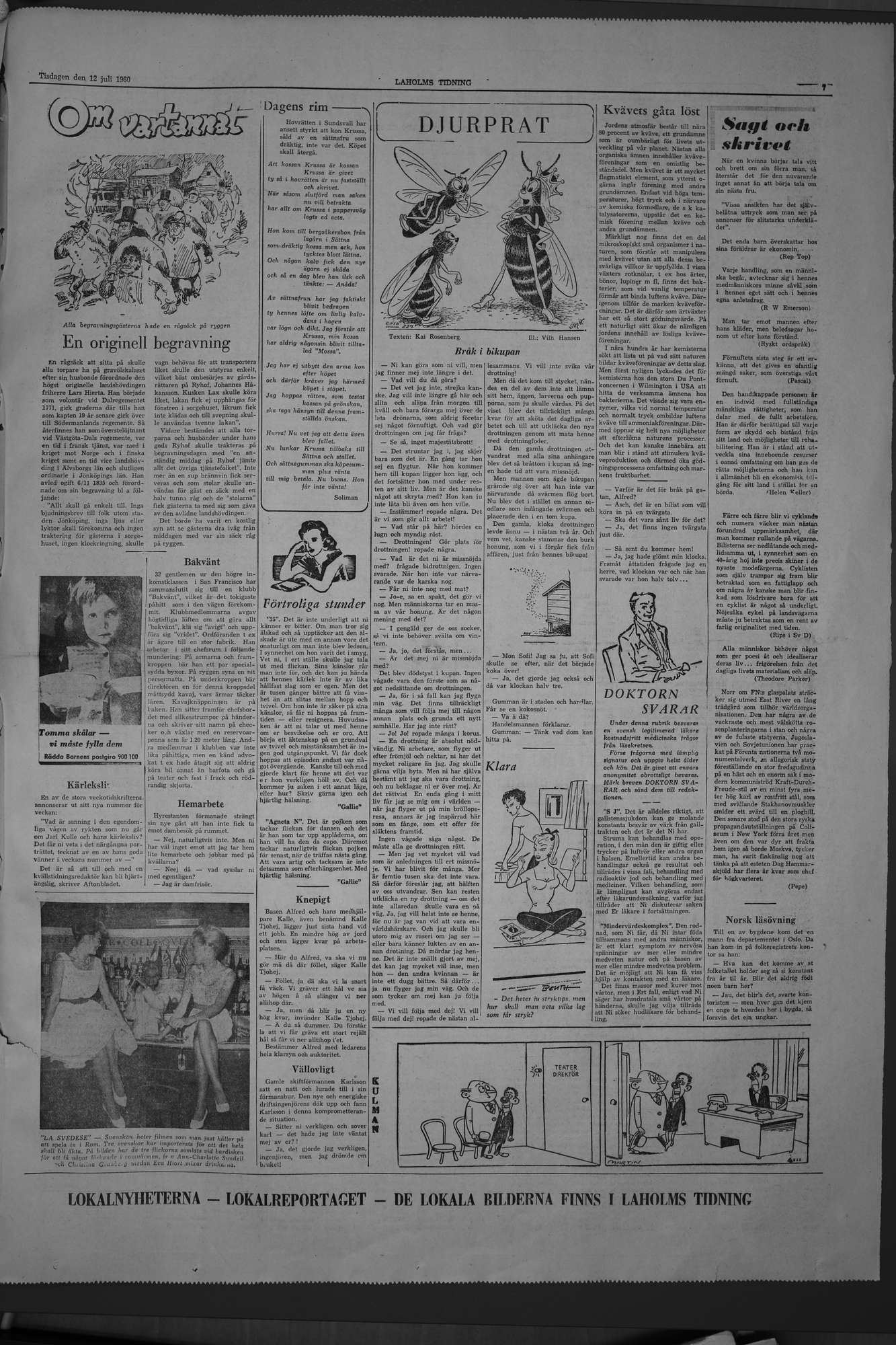 Laholms Tidning Tisdag 12 juli 1960, sida 7