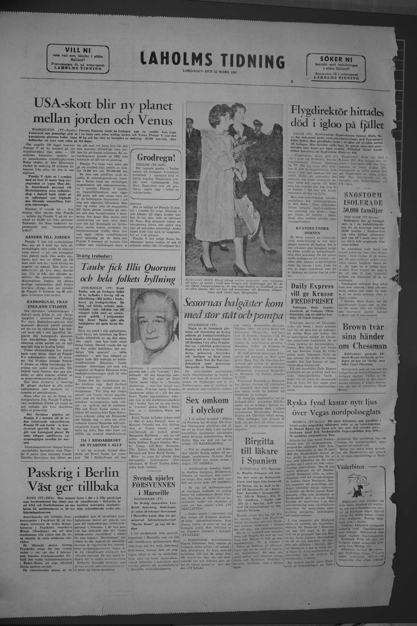 Laholms Tidning Lördag 12 mars 1960, sida 8
