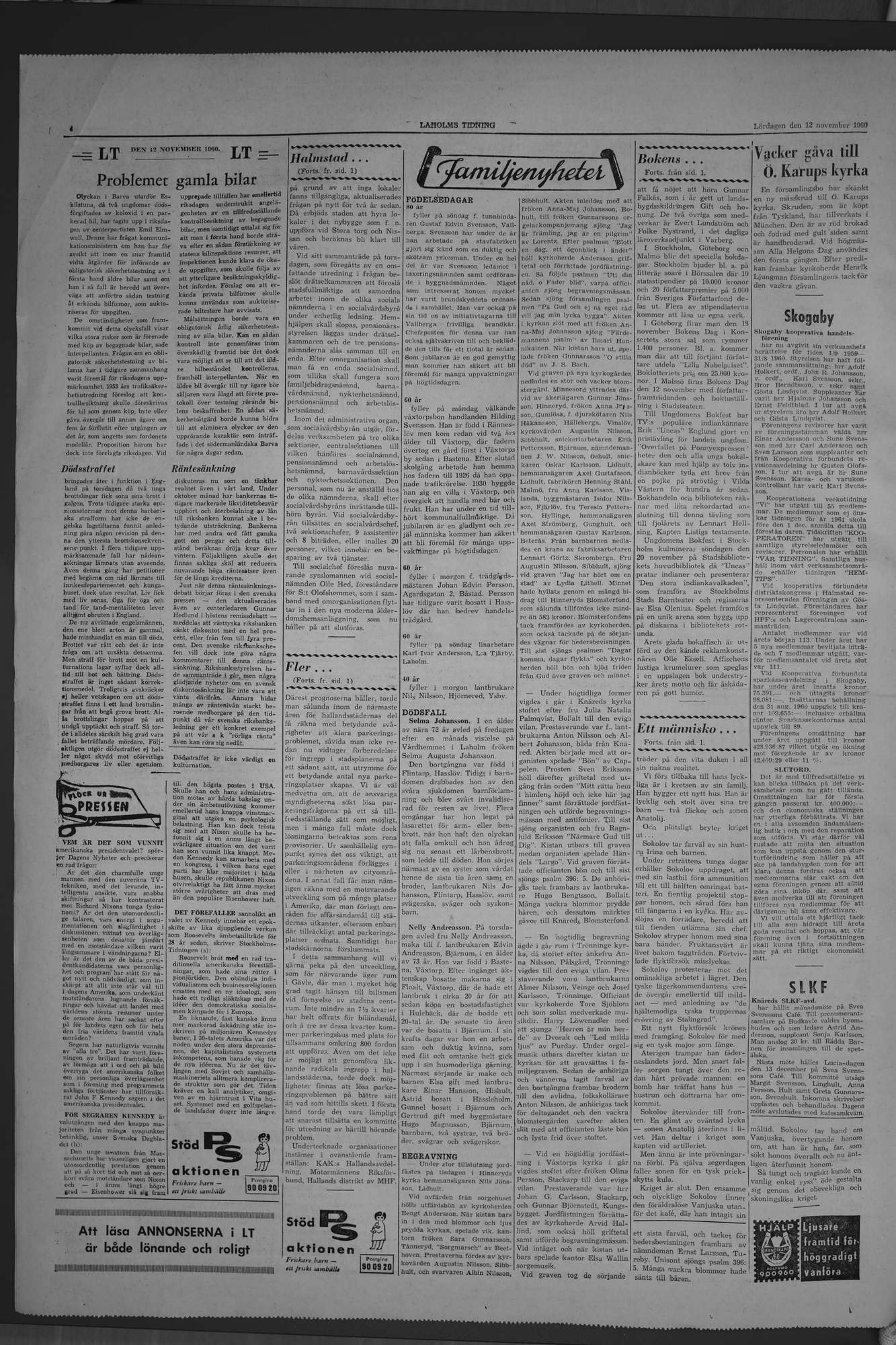 Laholms Tidning Lördag 12 november 1960, sida 4