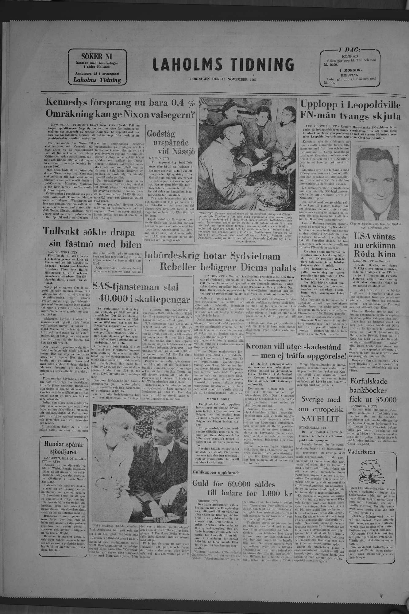 Laholms Tidning Lördag 12 november 1960, sida 8