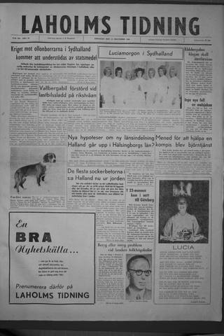 Förstasidan, Tisdag 13 december 1960