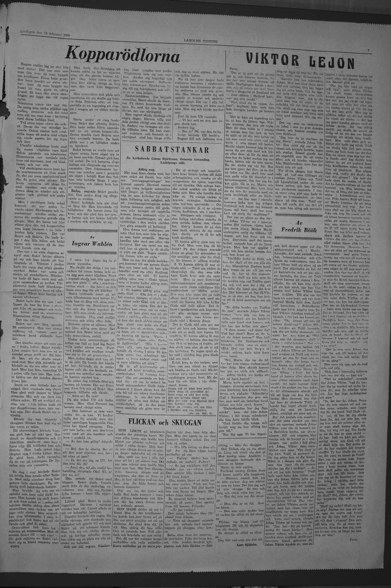 Laholms Tidning Lördag 13 februari 1960, sida 7