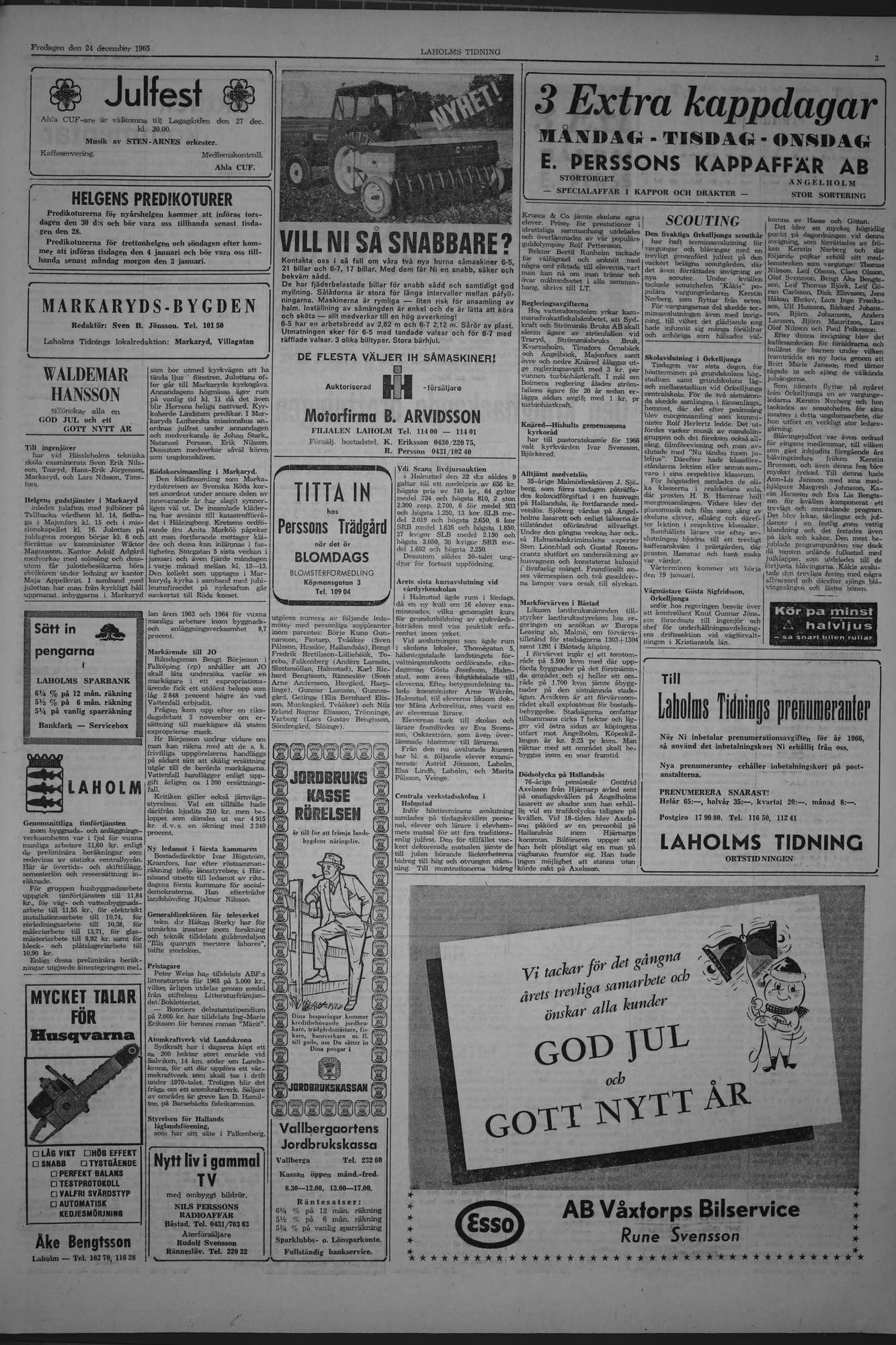 Laholms Tidning Fredag 24 december 1965, sida 3