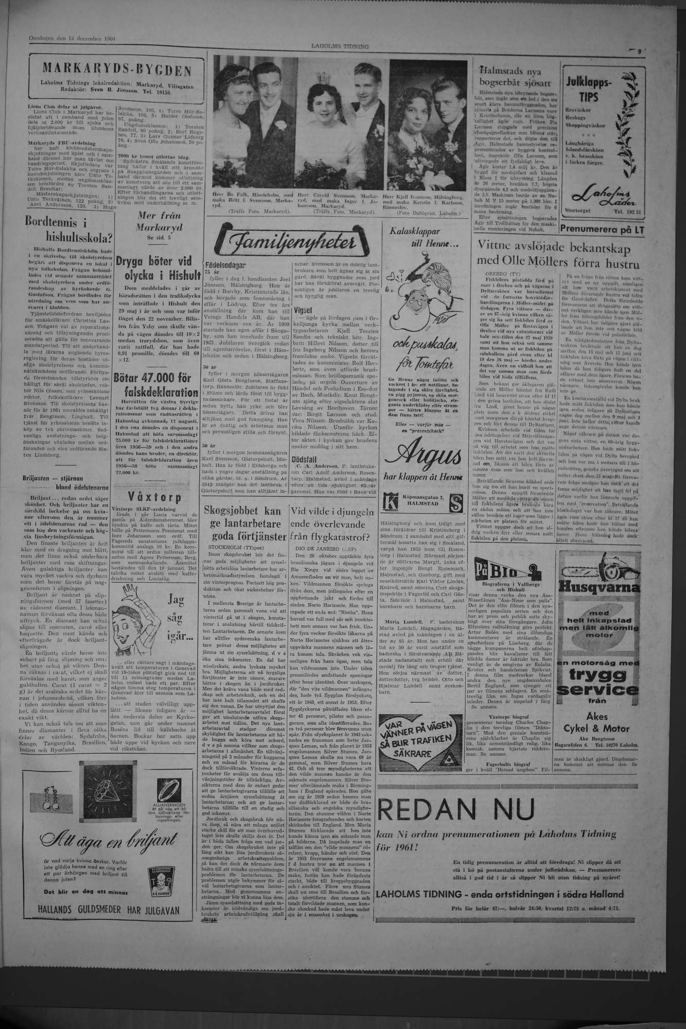 Laholms Tidning Onsdag 14 december 1960, sida 3
