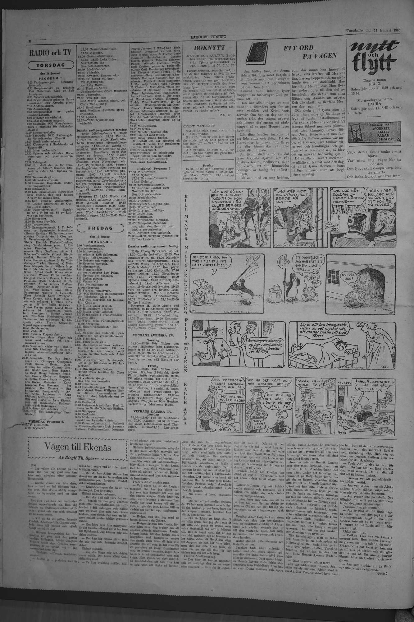 Laholms Tidning Torsdag 14 januari 1960, sida 6