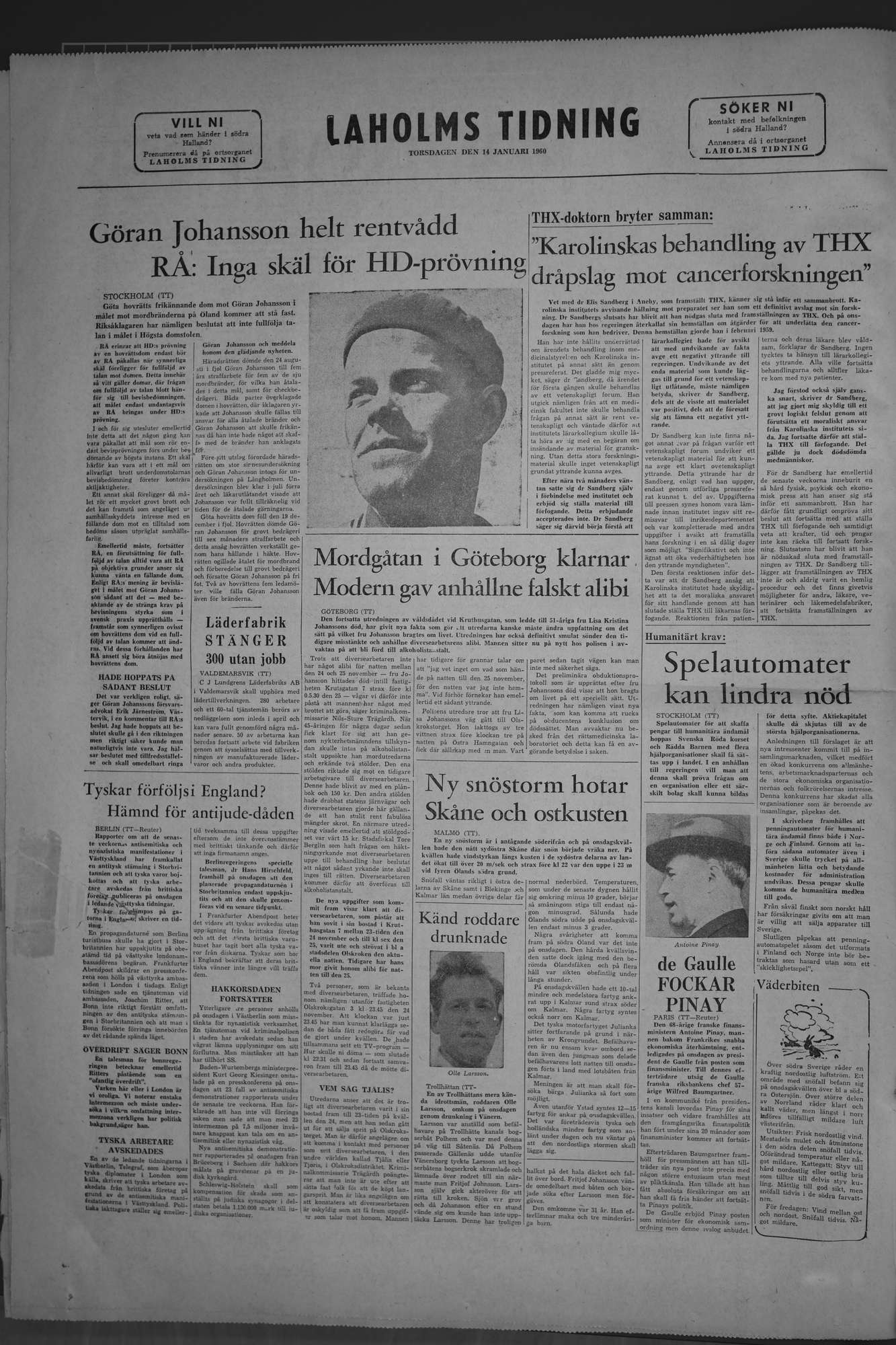Laholms Tidning Torsdag 14 januari 1960, sida 8