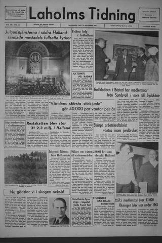 Förstasidan, Måndag 27 december 1965