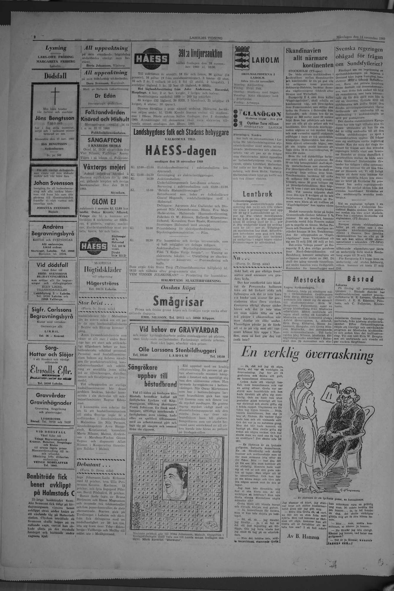 Laholms Tidning Måndag 14 november 1960, sida 2