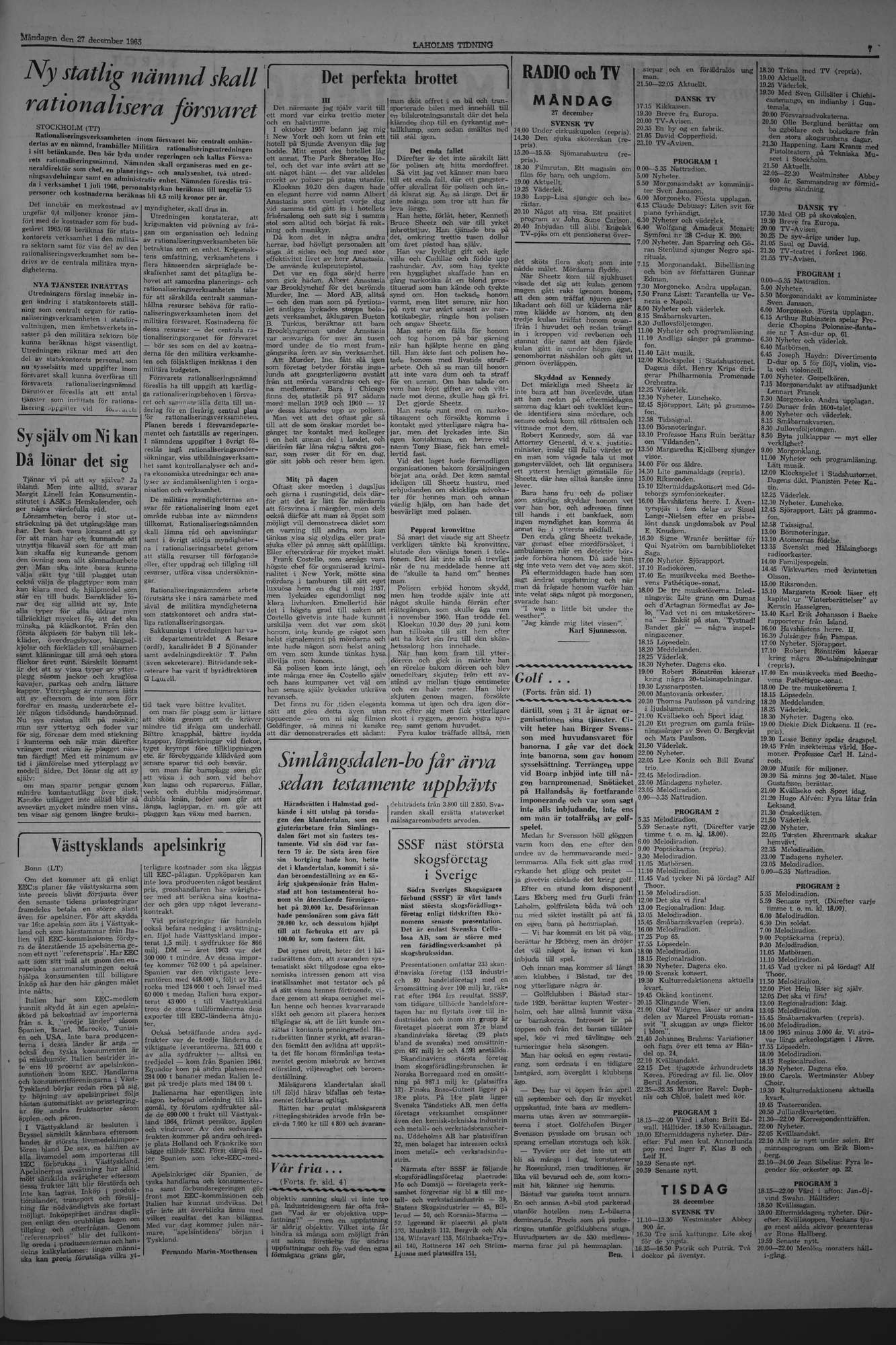 Laholms Tidning Måndag 27 december 1965, sida 7