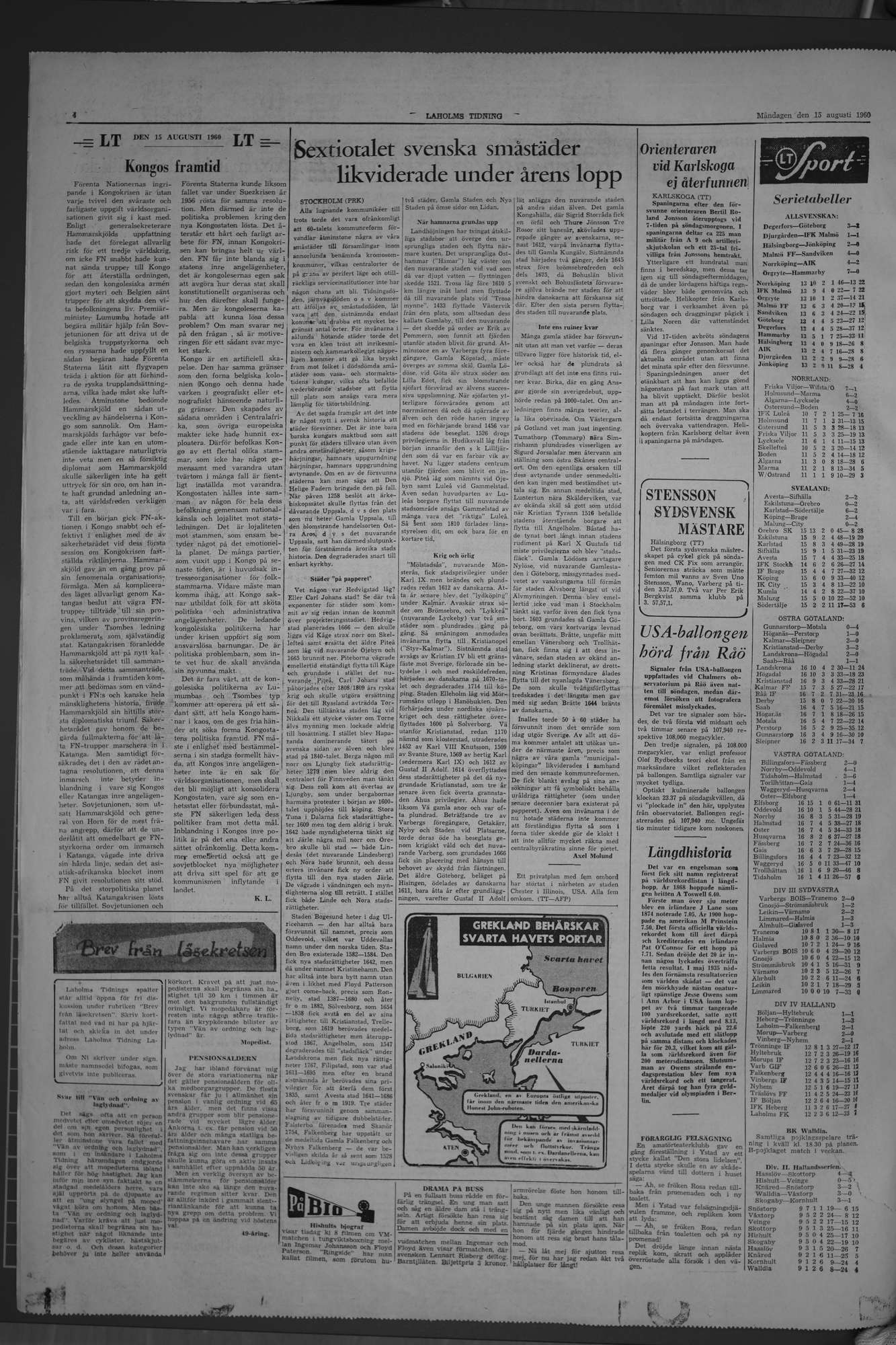 Laholms Tidning Måndag 15 augusti 1960, sida 4