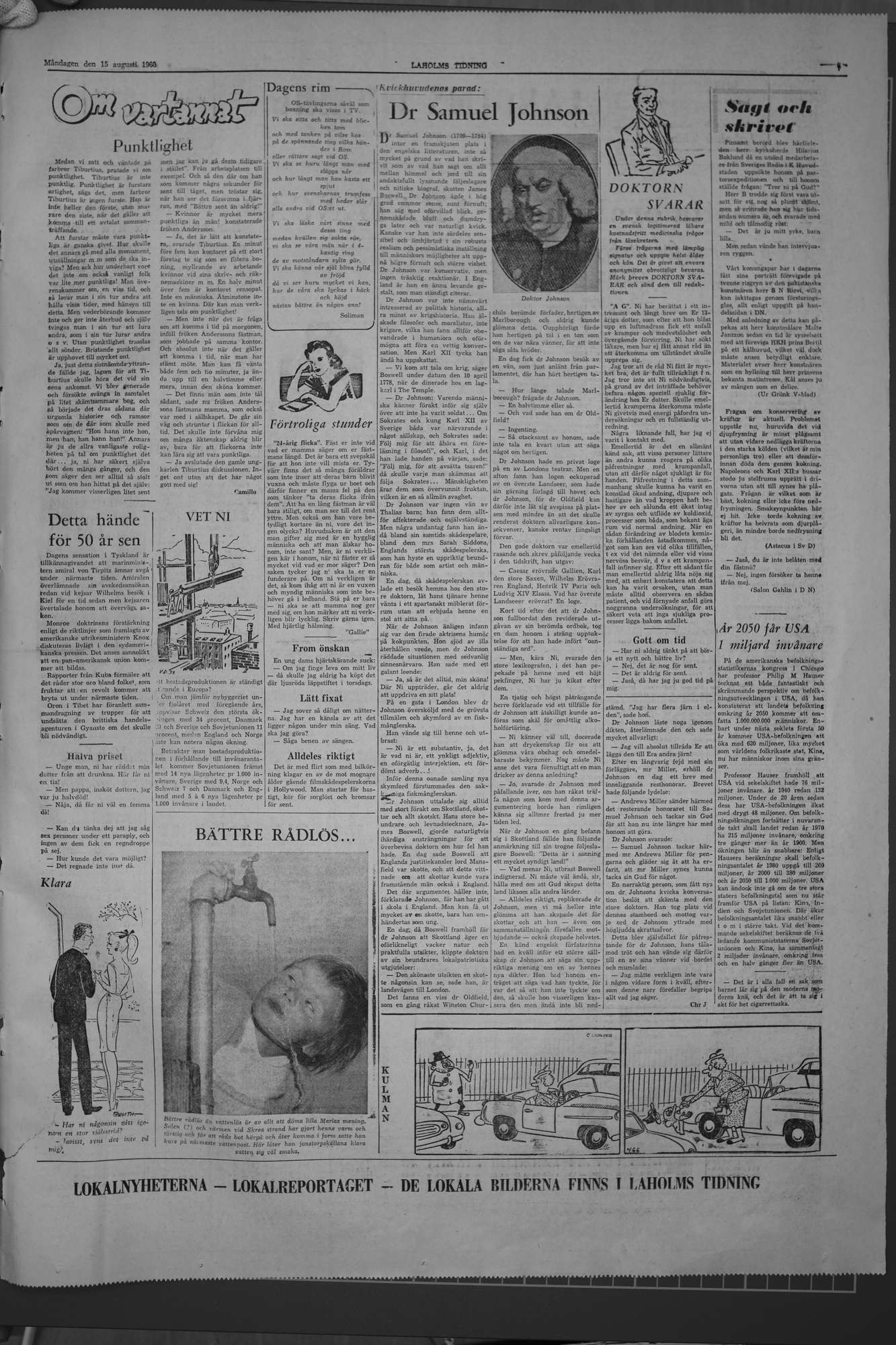 Laholms Tidning Måndag 15 augusti 1960, sida 7