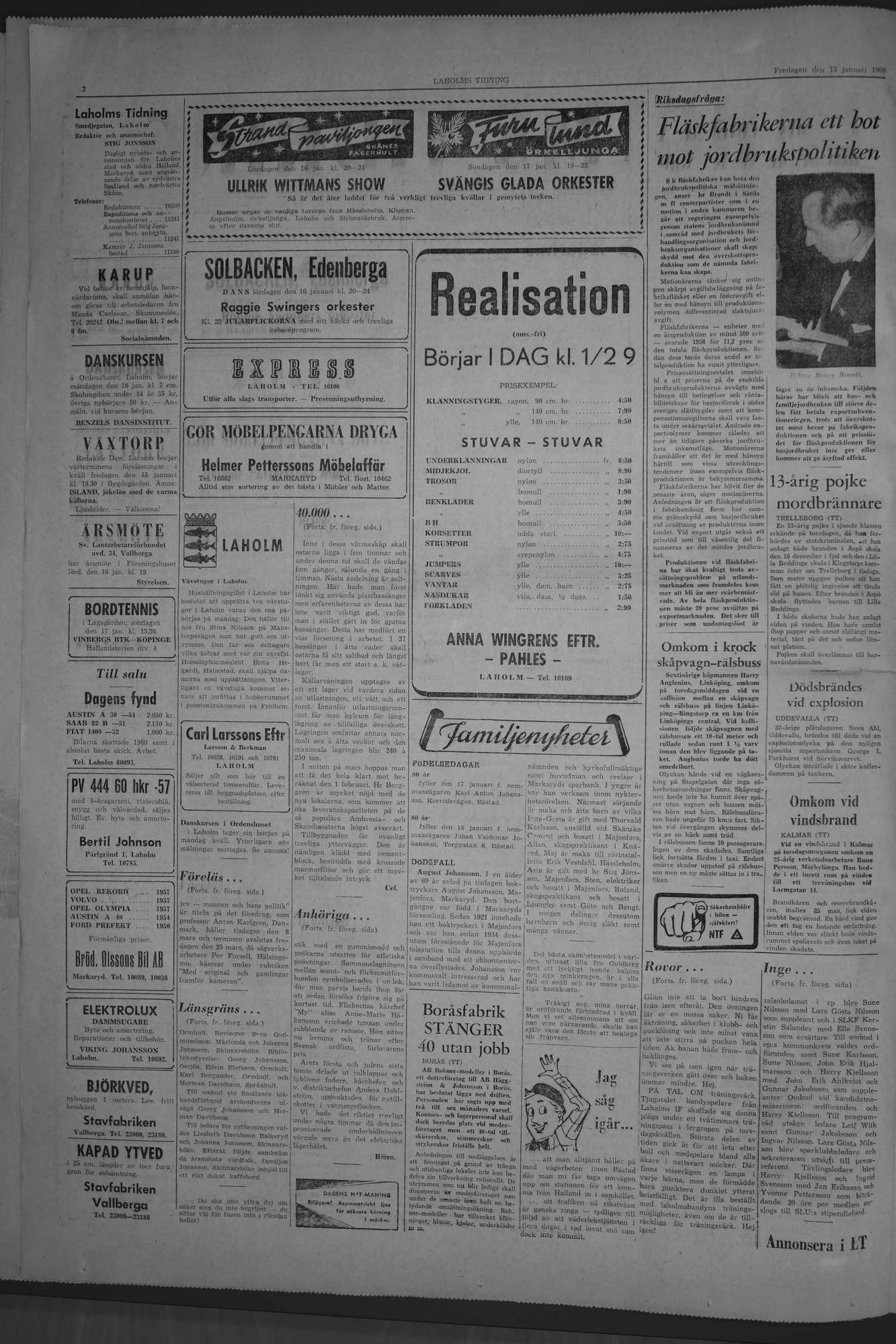 Laholms Tidning Fredag 15 januari 1960, sida 2