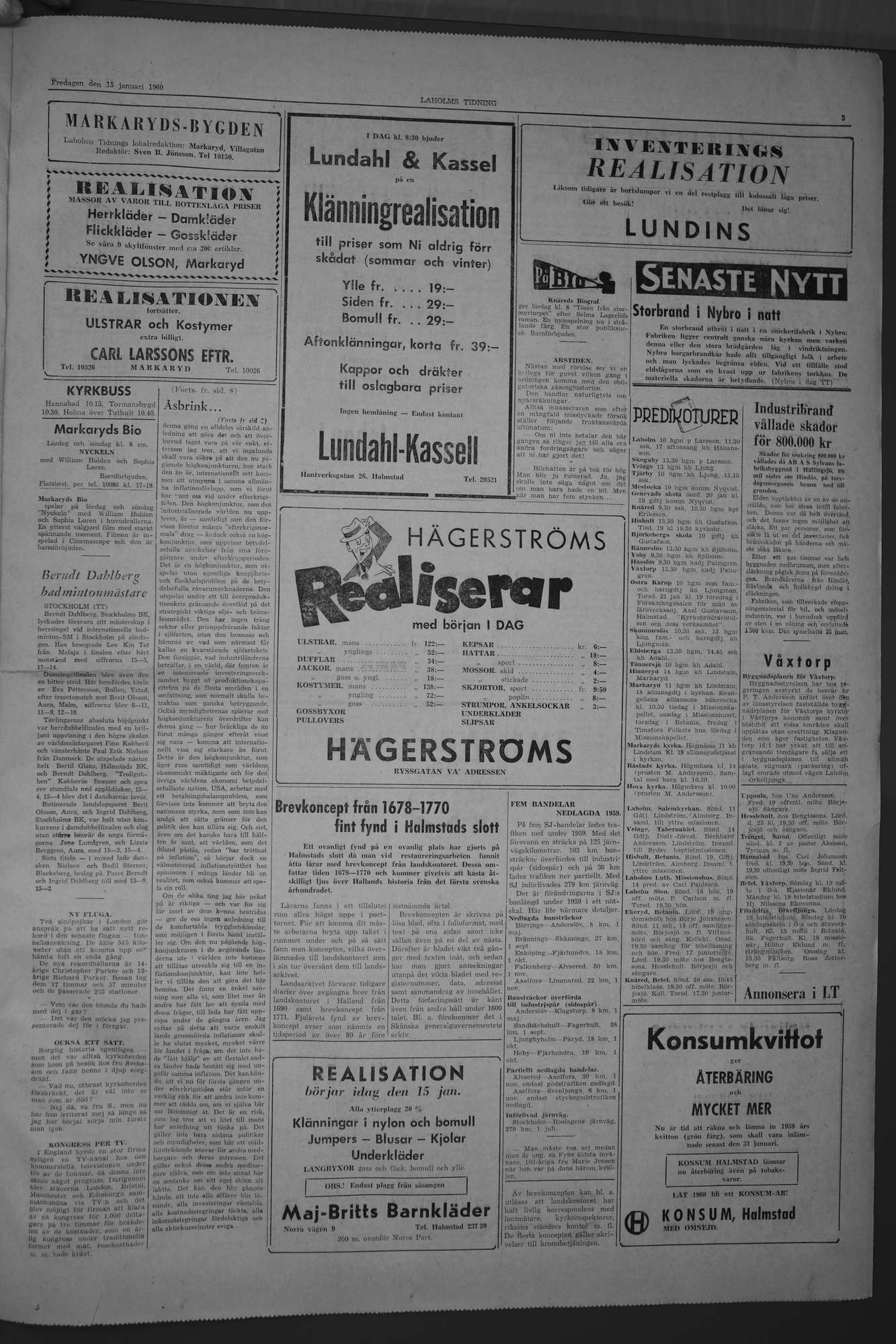 Laholms Tidning Fredag 15 januari 1960, sida 3