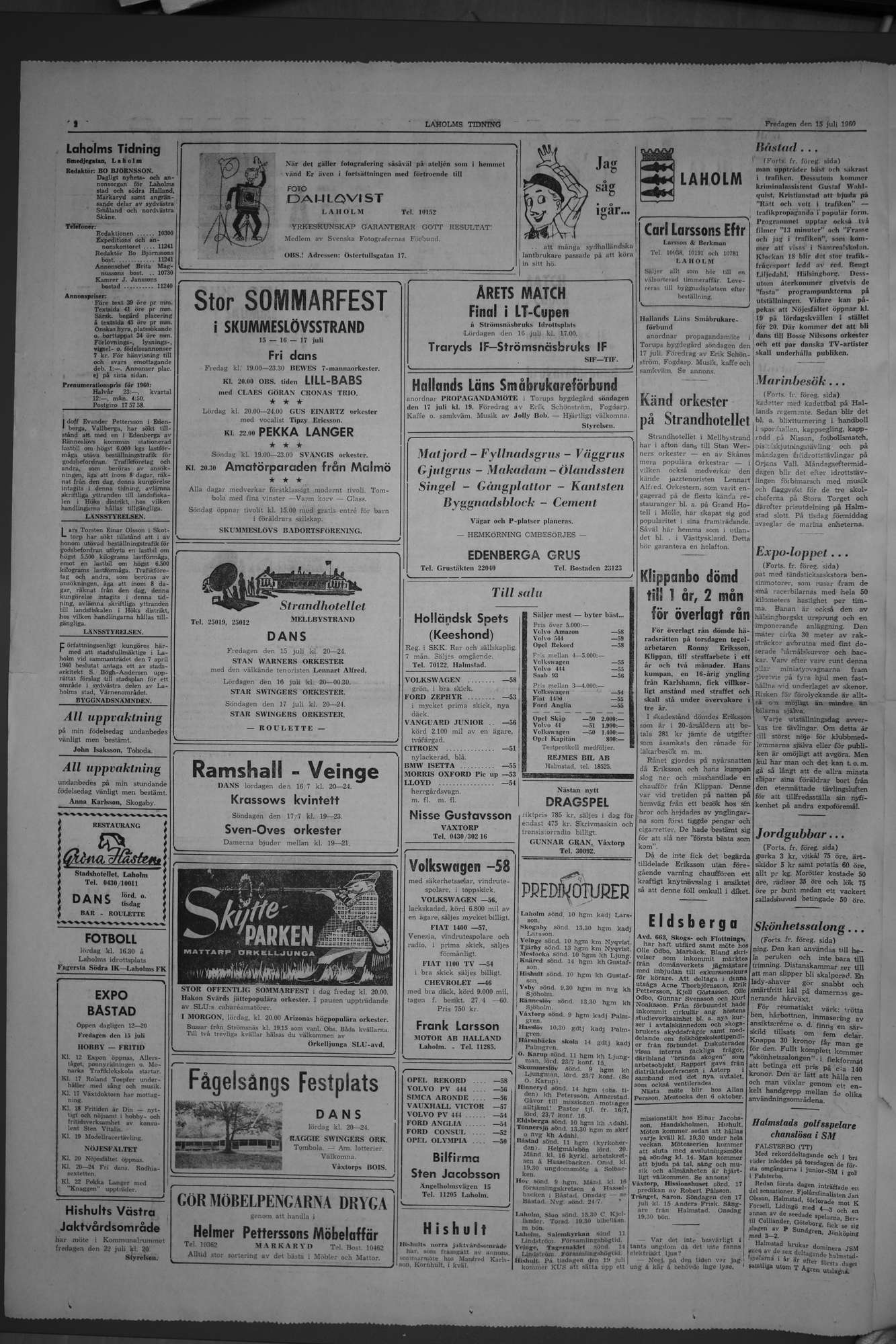 Laholms Tidning Fredag 15 juli 1960, sida 2