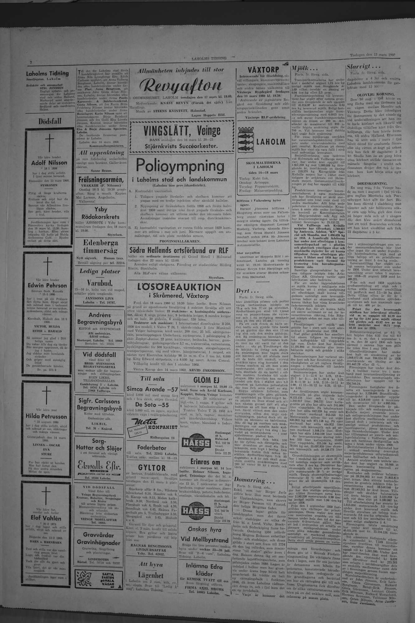 Laholms Tidning Tisdag 15 mars 1960, sida 2