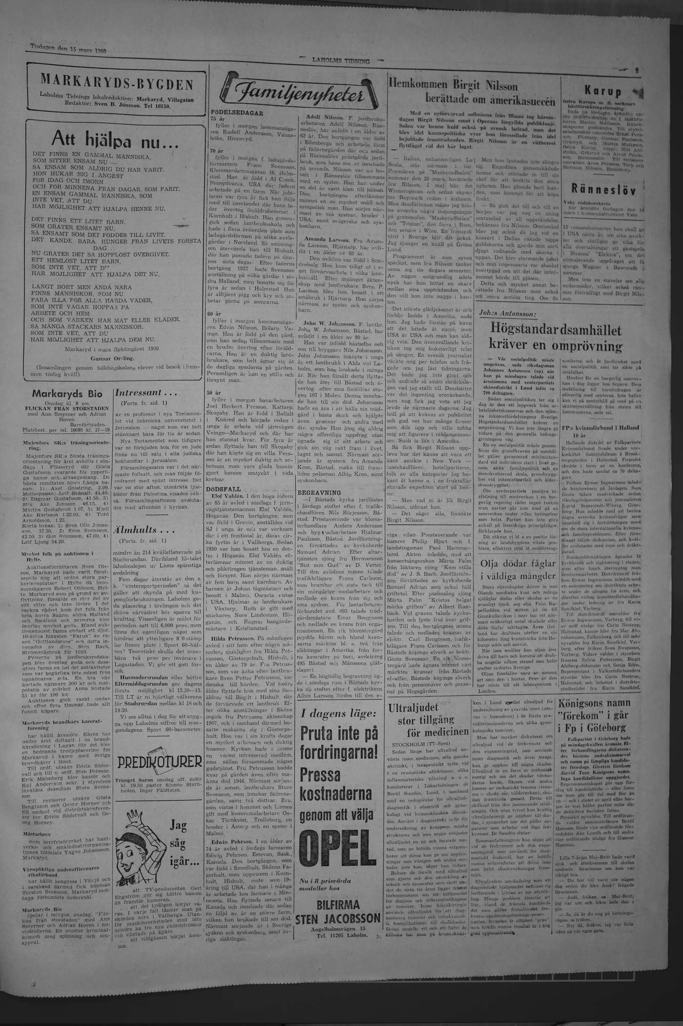 Laholms Tidning Tisdag 15 mars 1960, sida 3