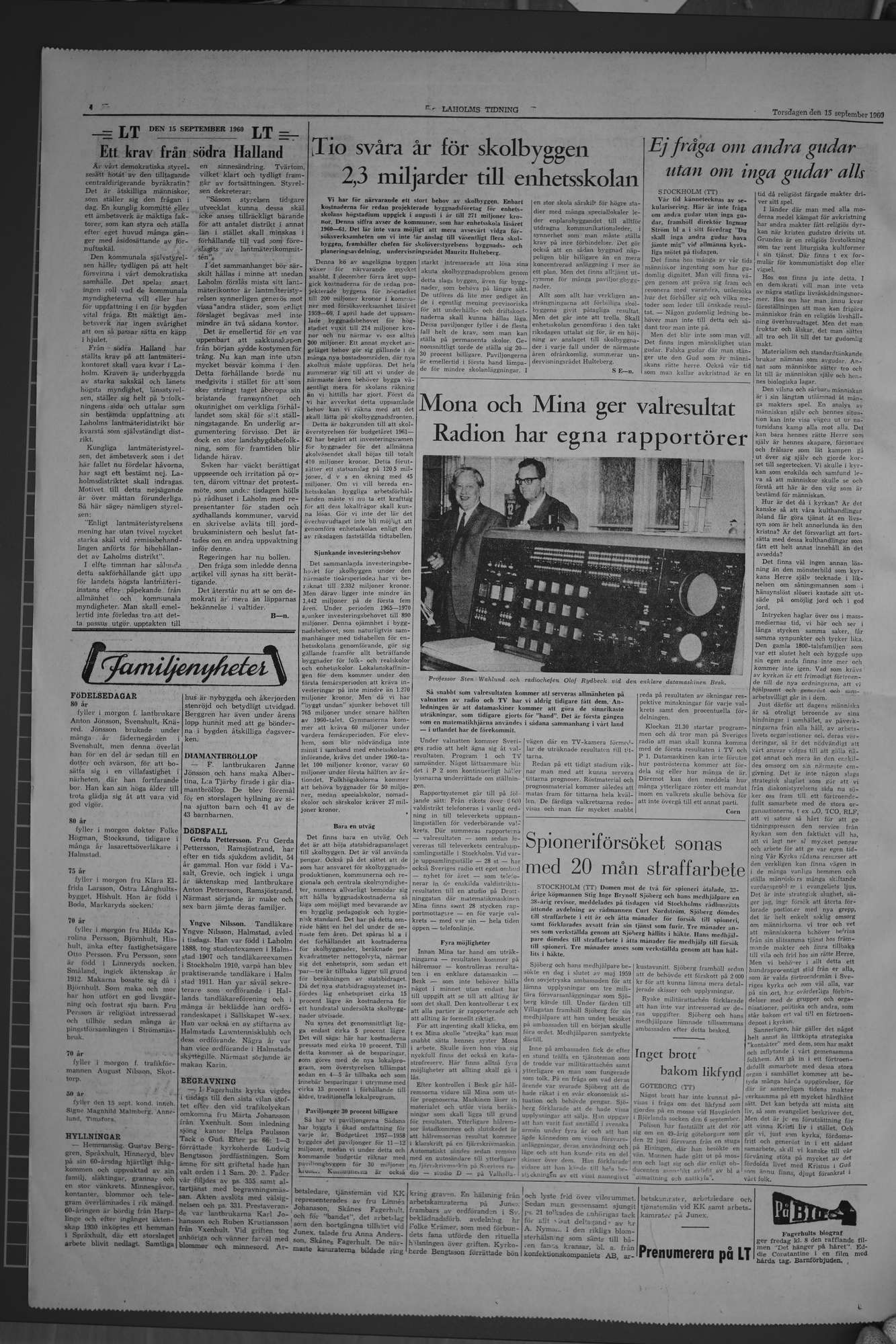 Laholms Tidning Torsdag 15 september 1960, sida 4