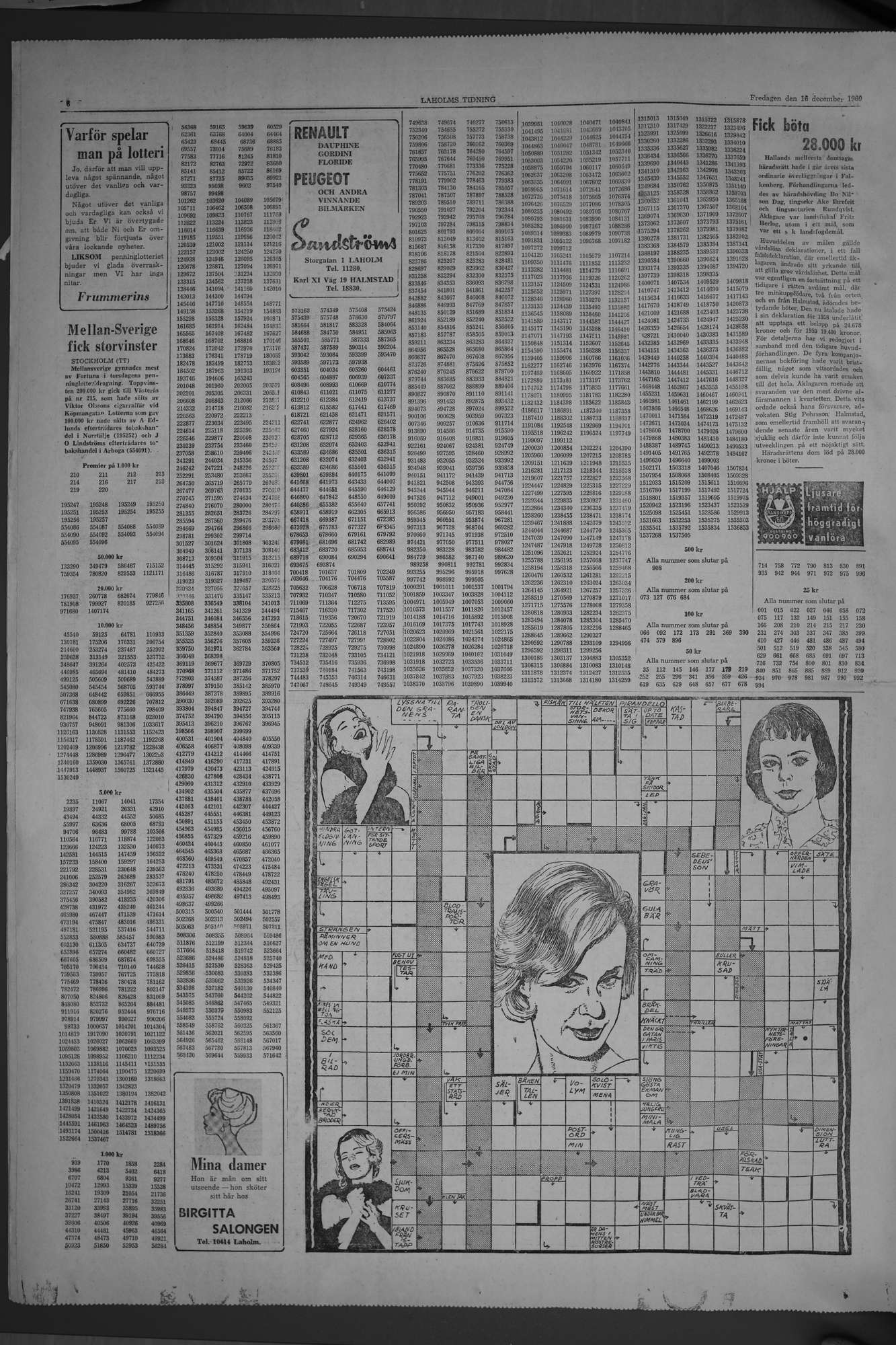 Laholms Tidning Fredag 16 december 1960, sida 6