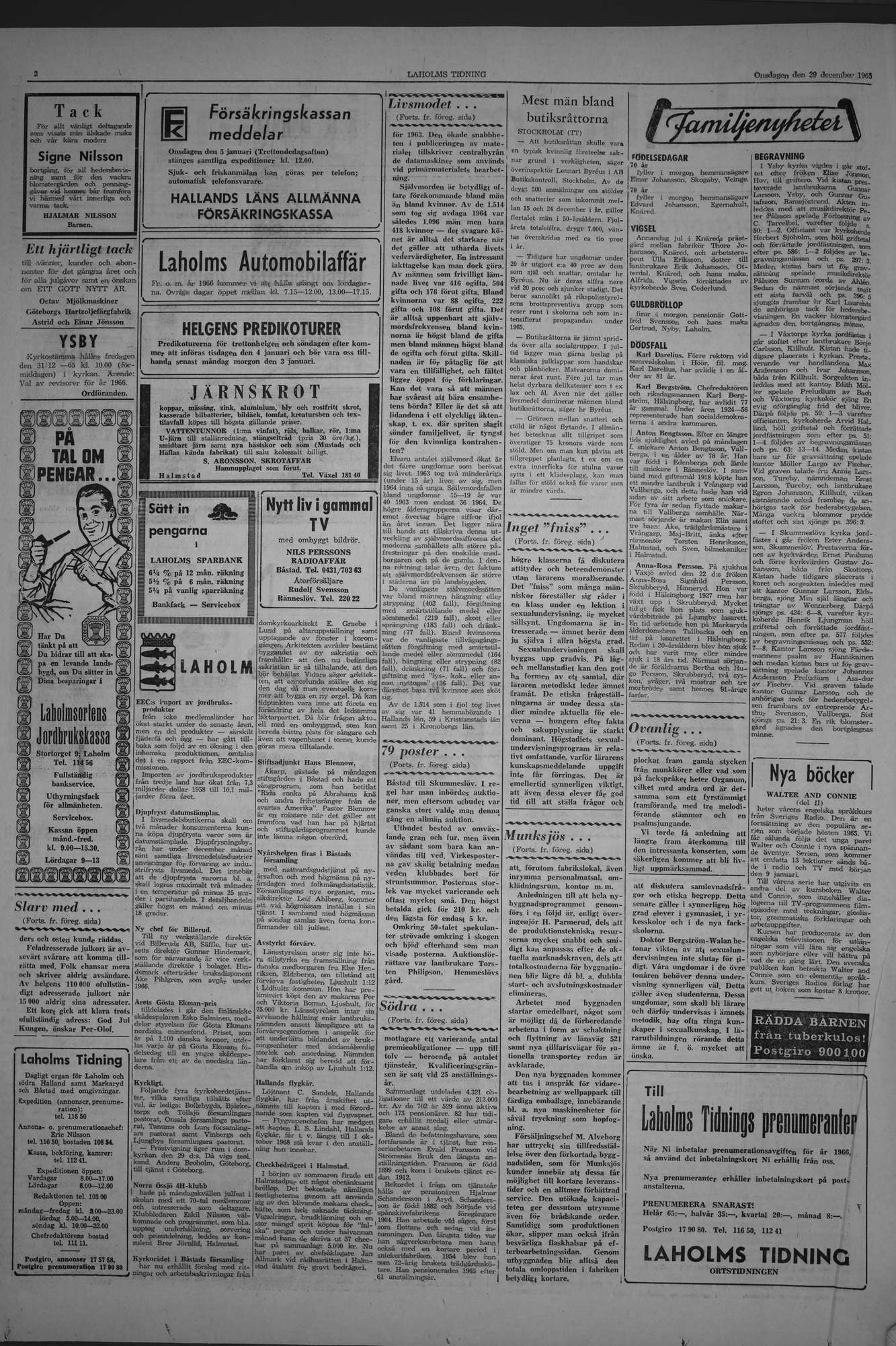 Laholms Tidning Onsdag 29 december 1965, sida 2
