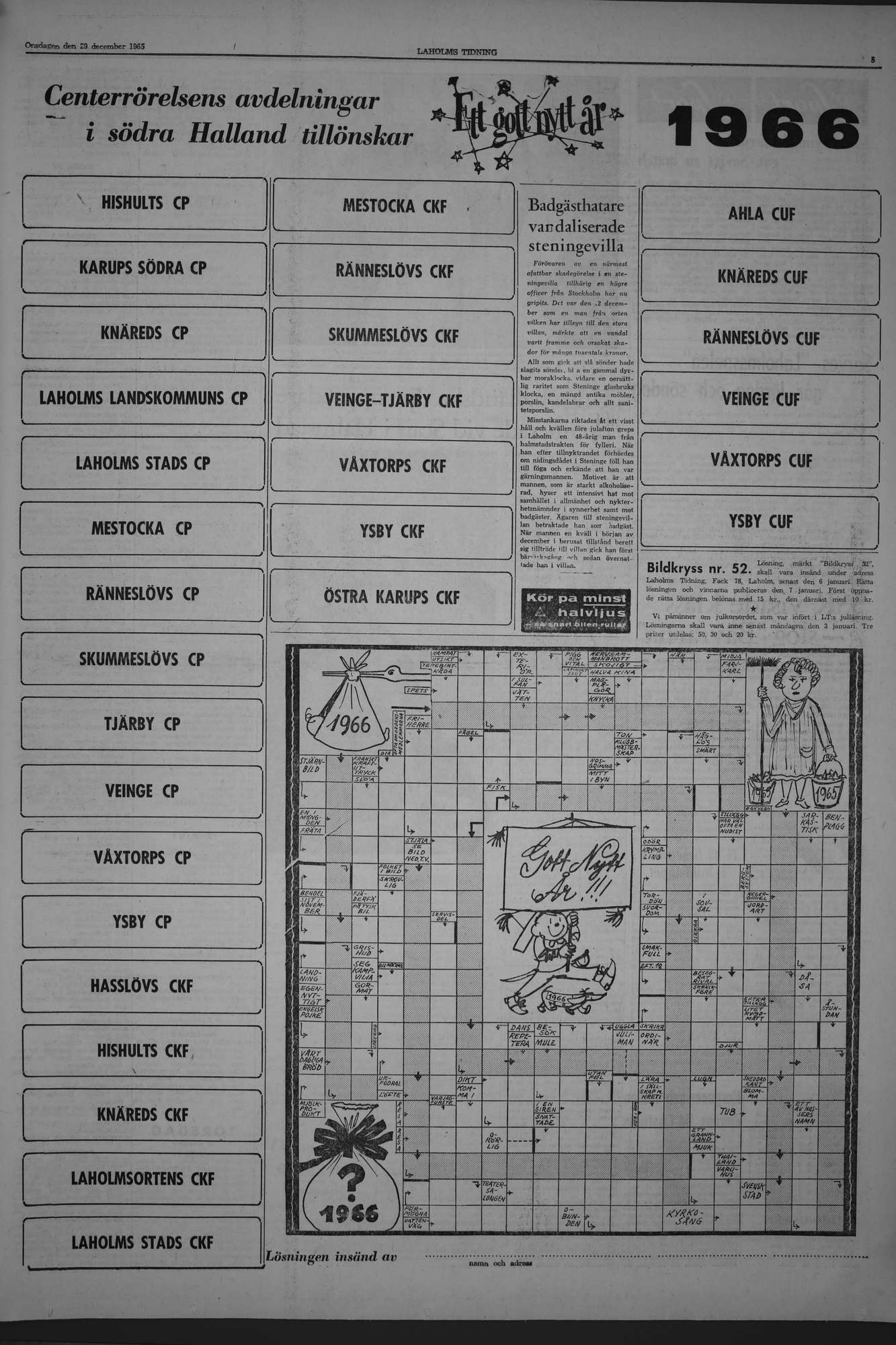 Laholms Tidning Onsdag 29 december 1965, sida 5