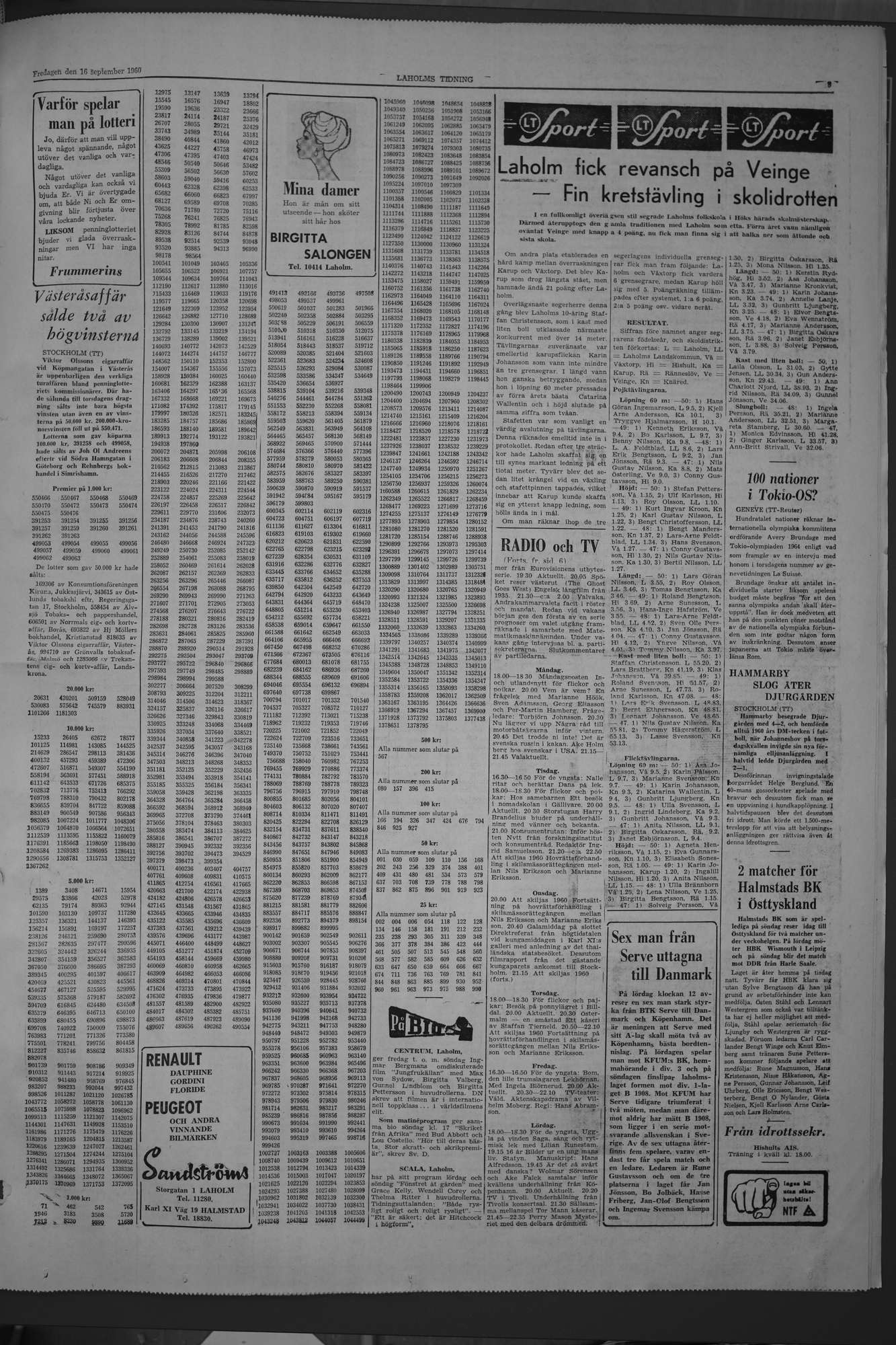 Laholms Tidning Fredag 16 september 1960, sida 5