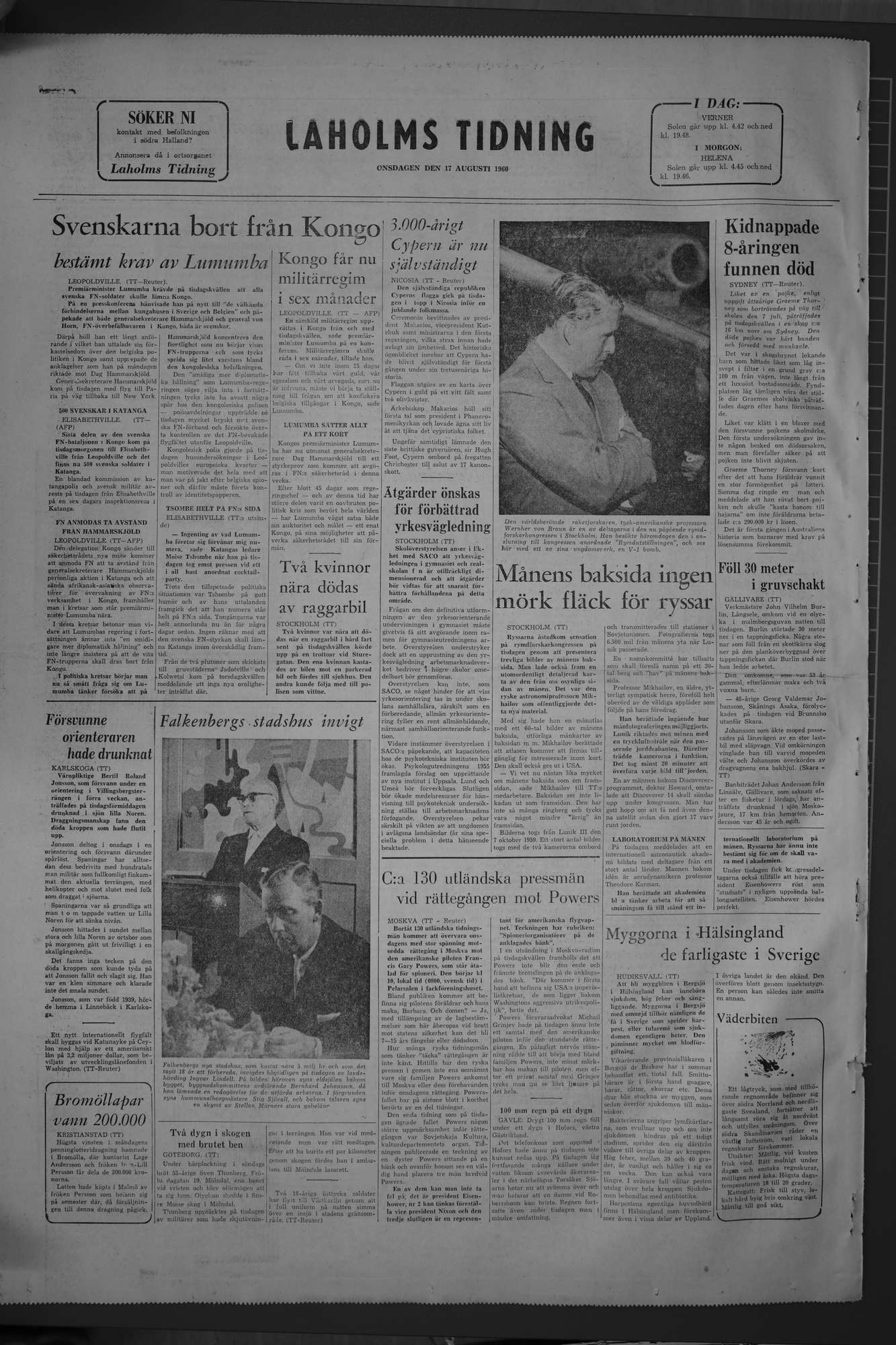 Laholms Tidning Onsdag 17 augusti 1960, sida 8