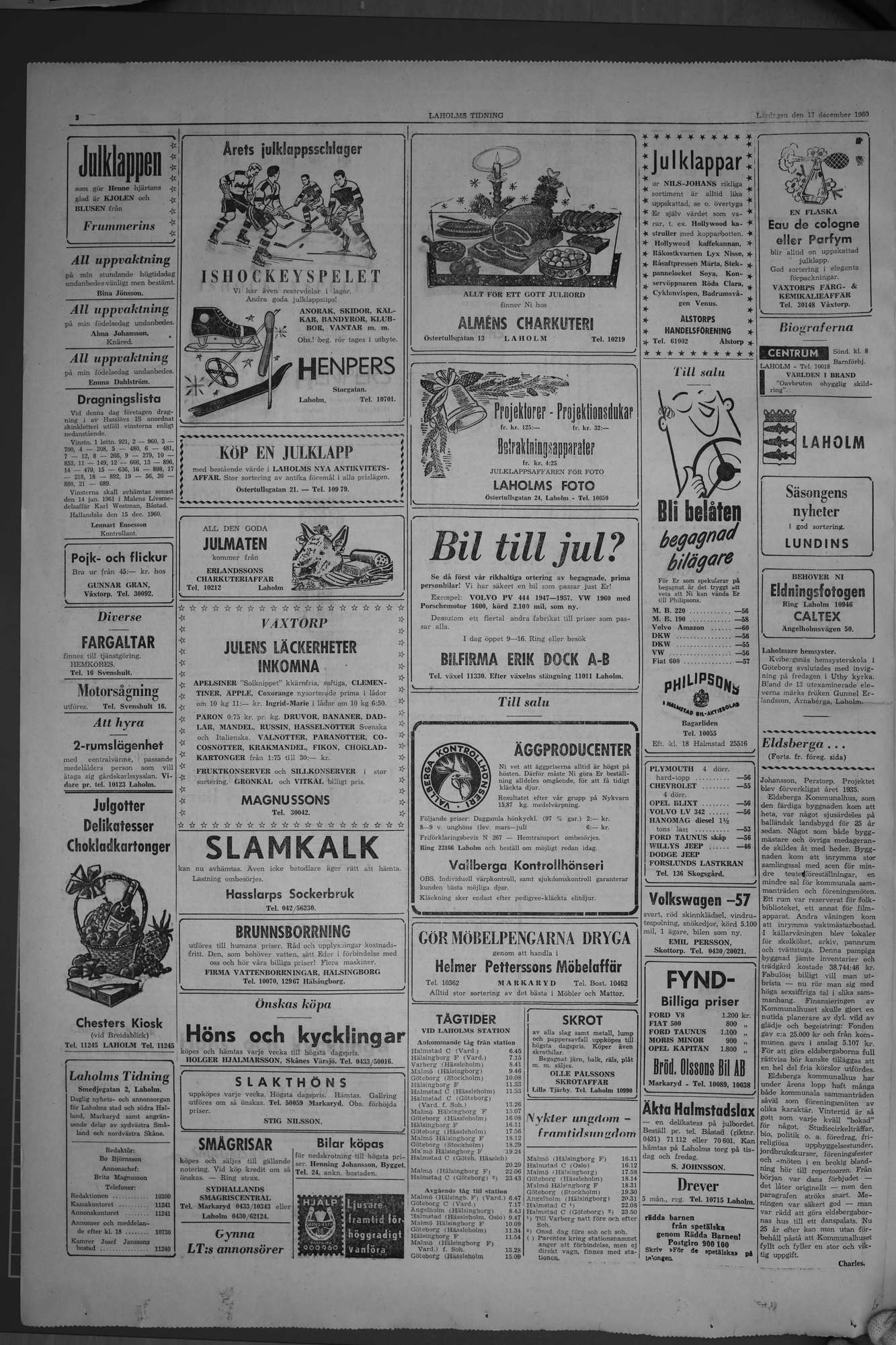 Laholms Tidning Lördag 17 december 1960, sida 2