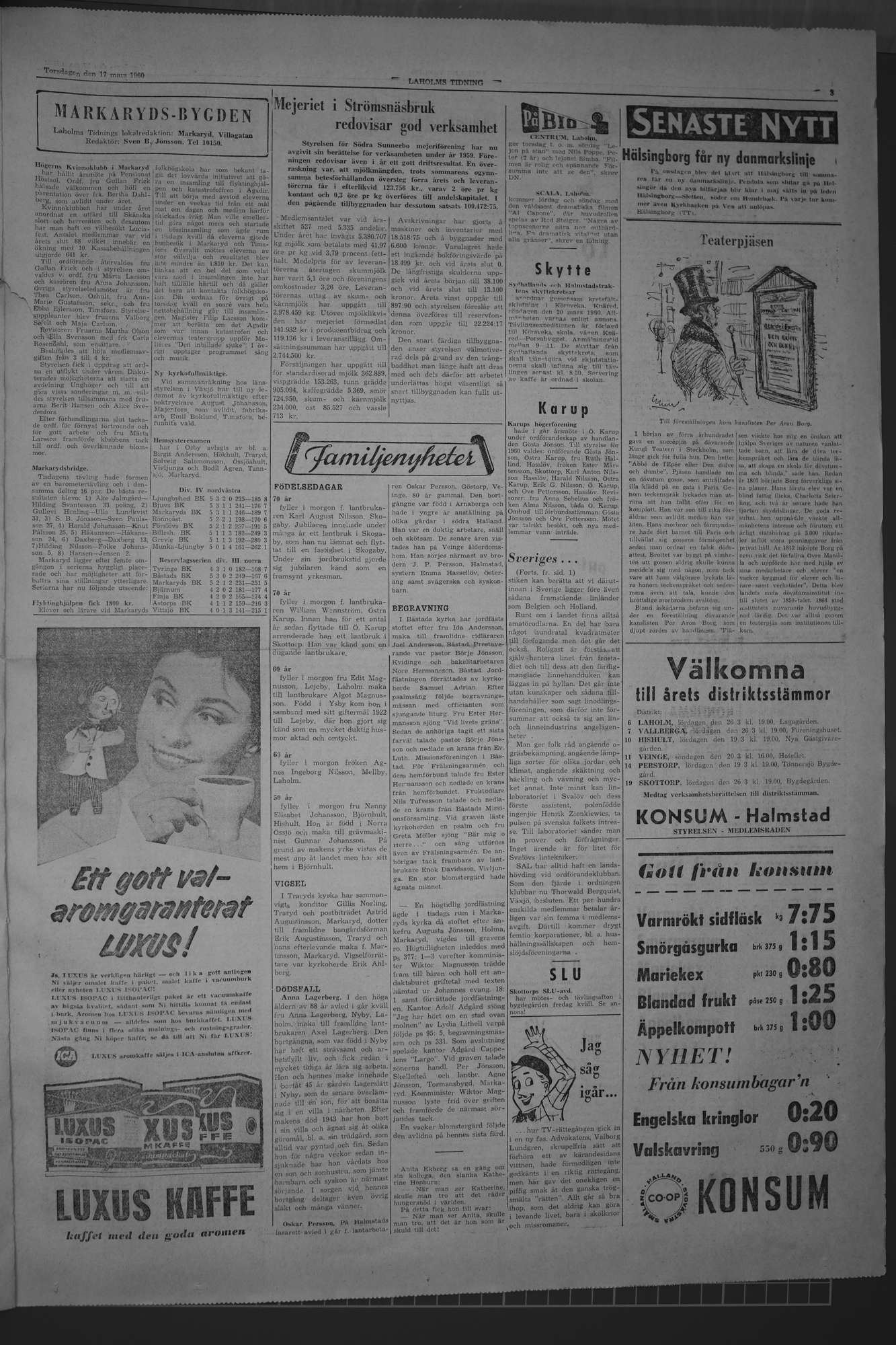 Laholms Tidning Torsdag 17 mars 1960, sida 3