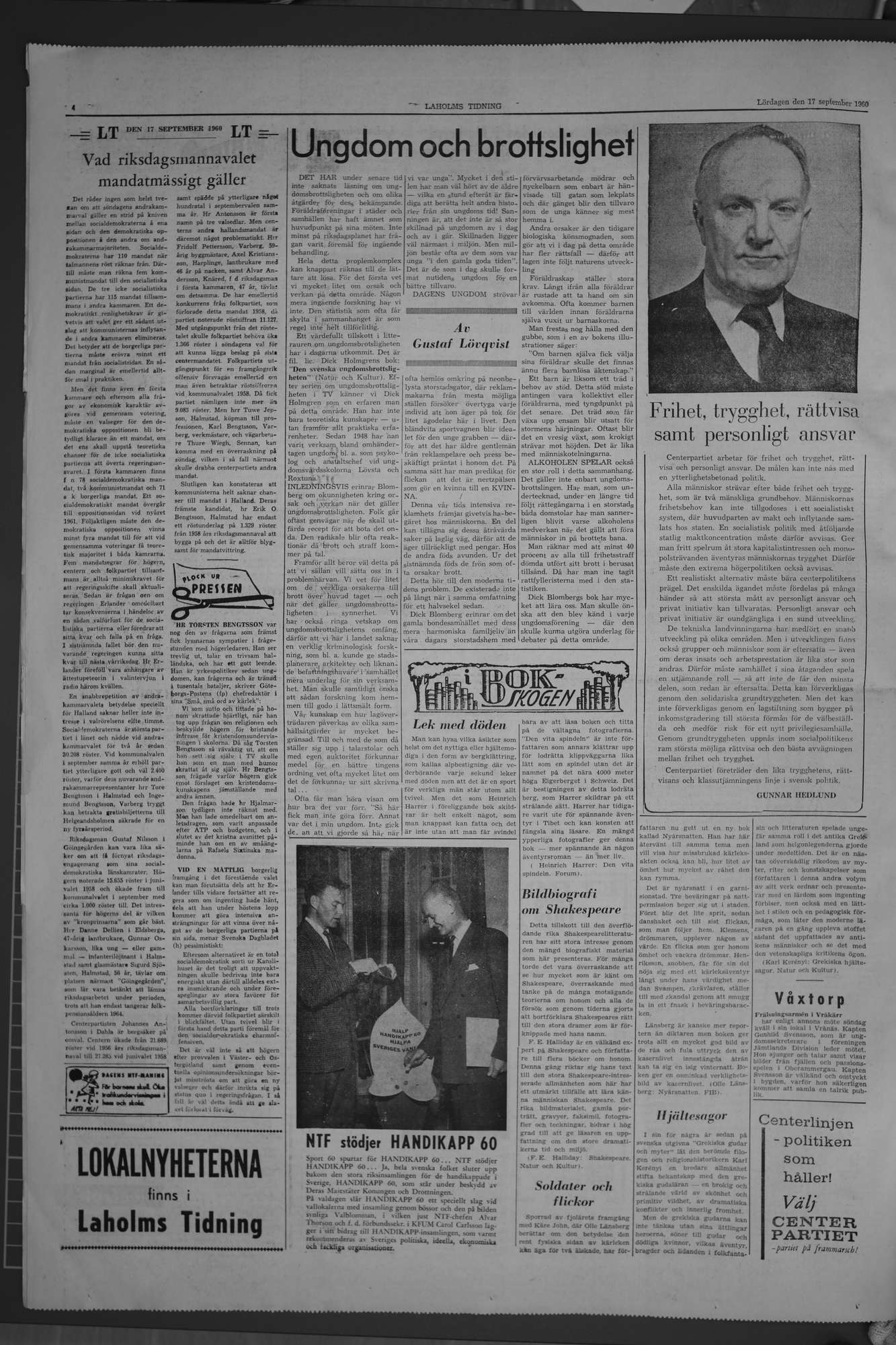 Laholms Tidning Lördag 17 september 1960, sida 4