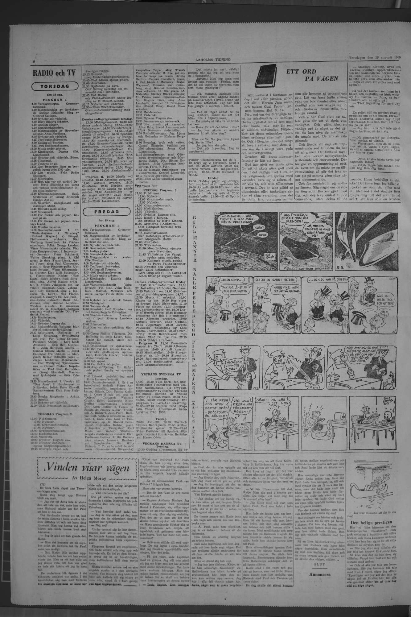 Laholms Tidning Torsdag 18 augusti 1960, sida 6