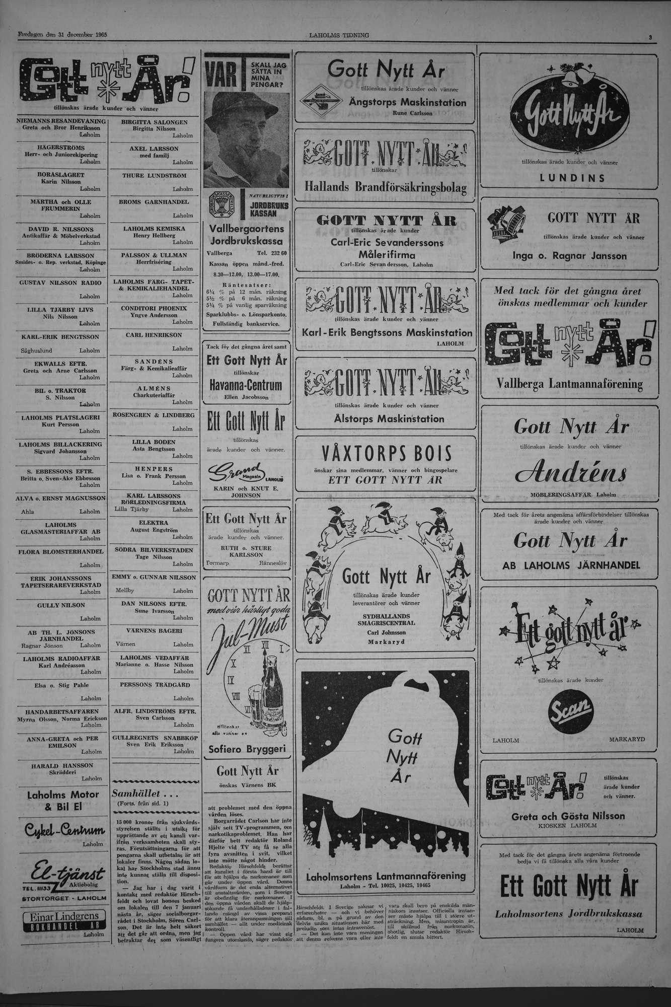 Laholms Tidning Fredag 31 december 1965, sida 3