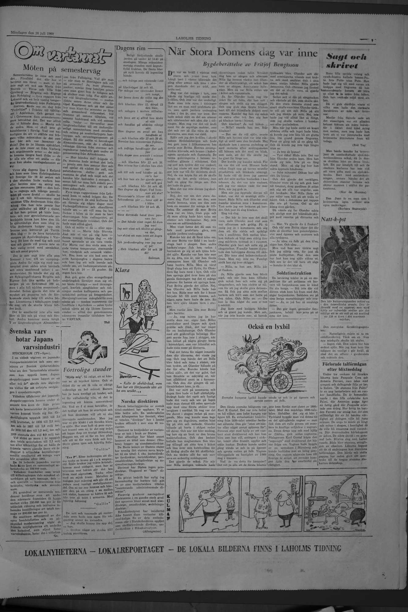Laholms Tidning Måndag 18 juli 1960, sida 7
