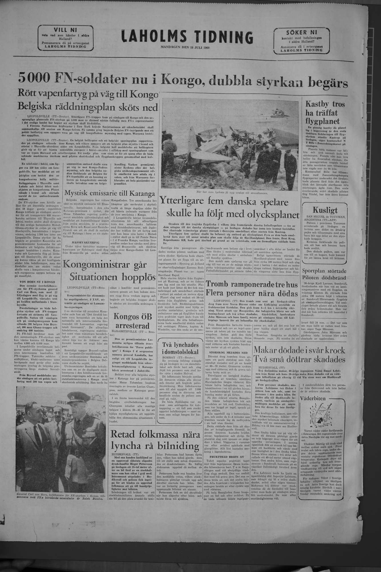 Laholms Tidning Måndag 18 juli 1960, sida 8