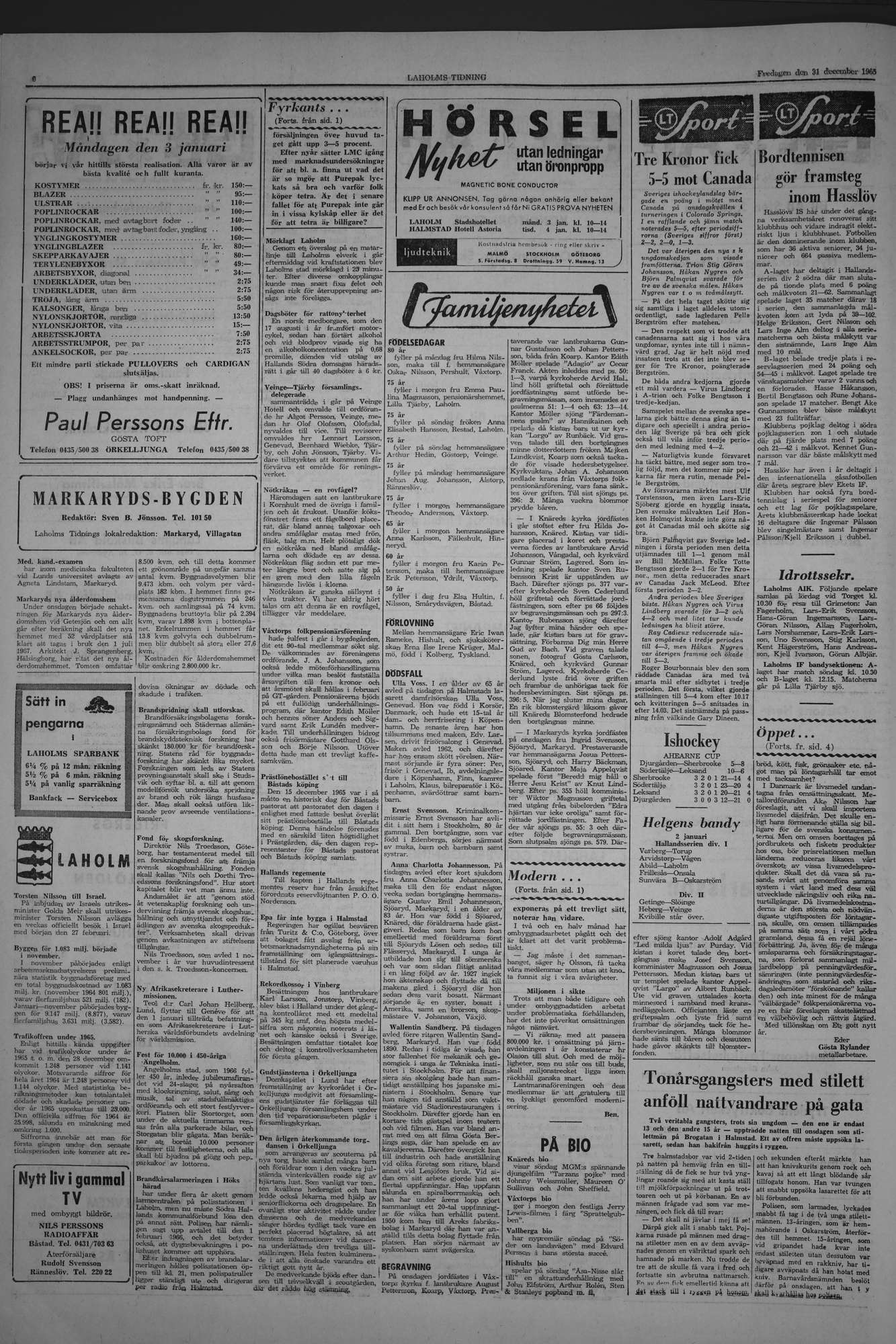 Laholms Tidning Fredag 31 december 1965, sida 6