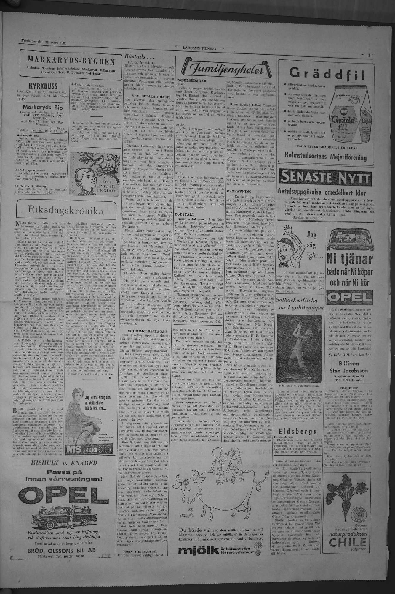 Laholms Tidning Fredag 18 mars 1960, sida 3