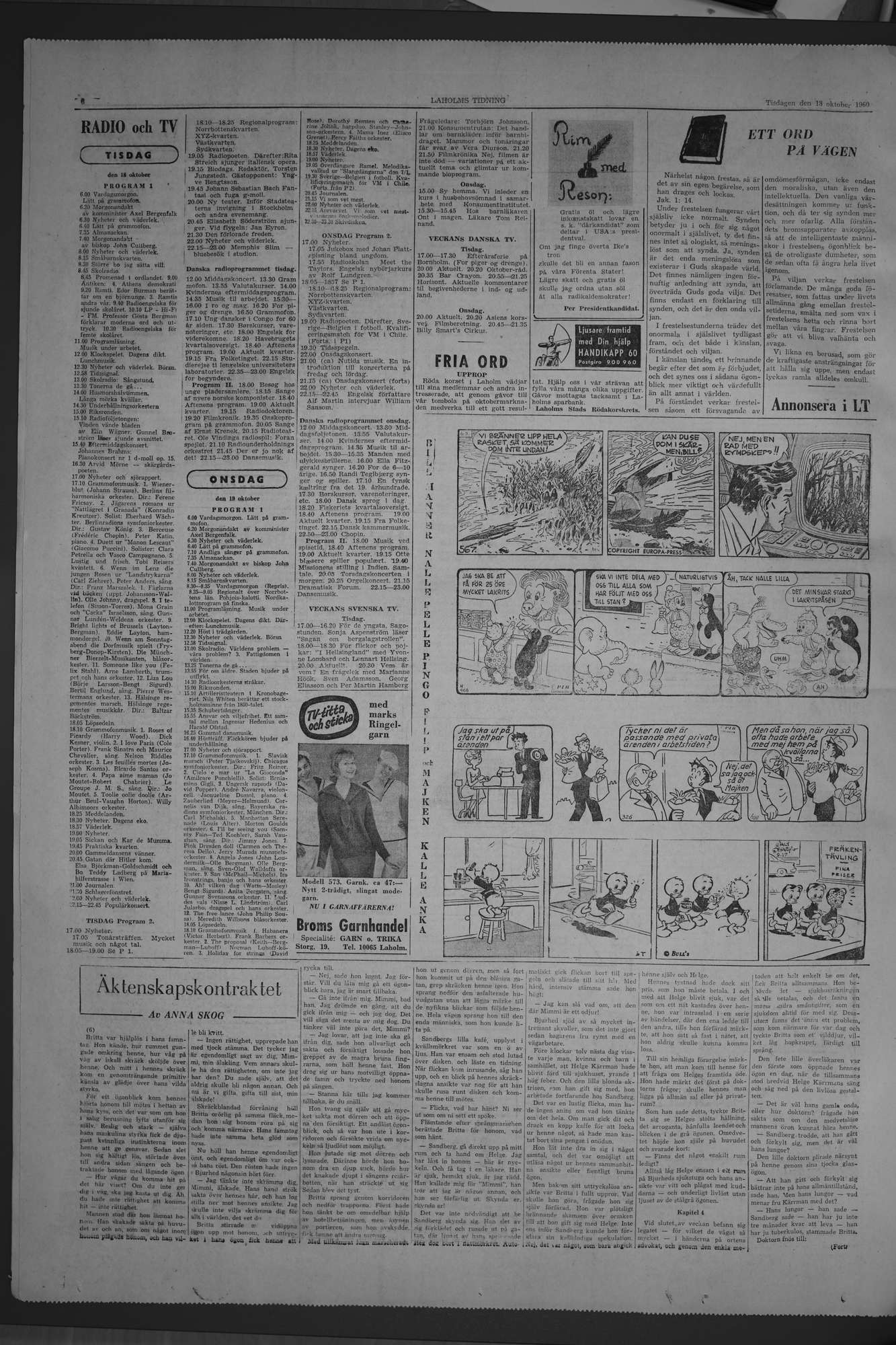 Laholms Tidning Tisdag 18 oktober 1960, sida 6