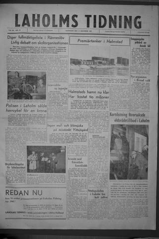 Förstasidan, Måndag 19 december 1960