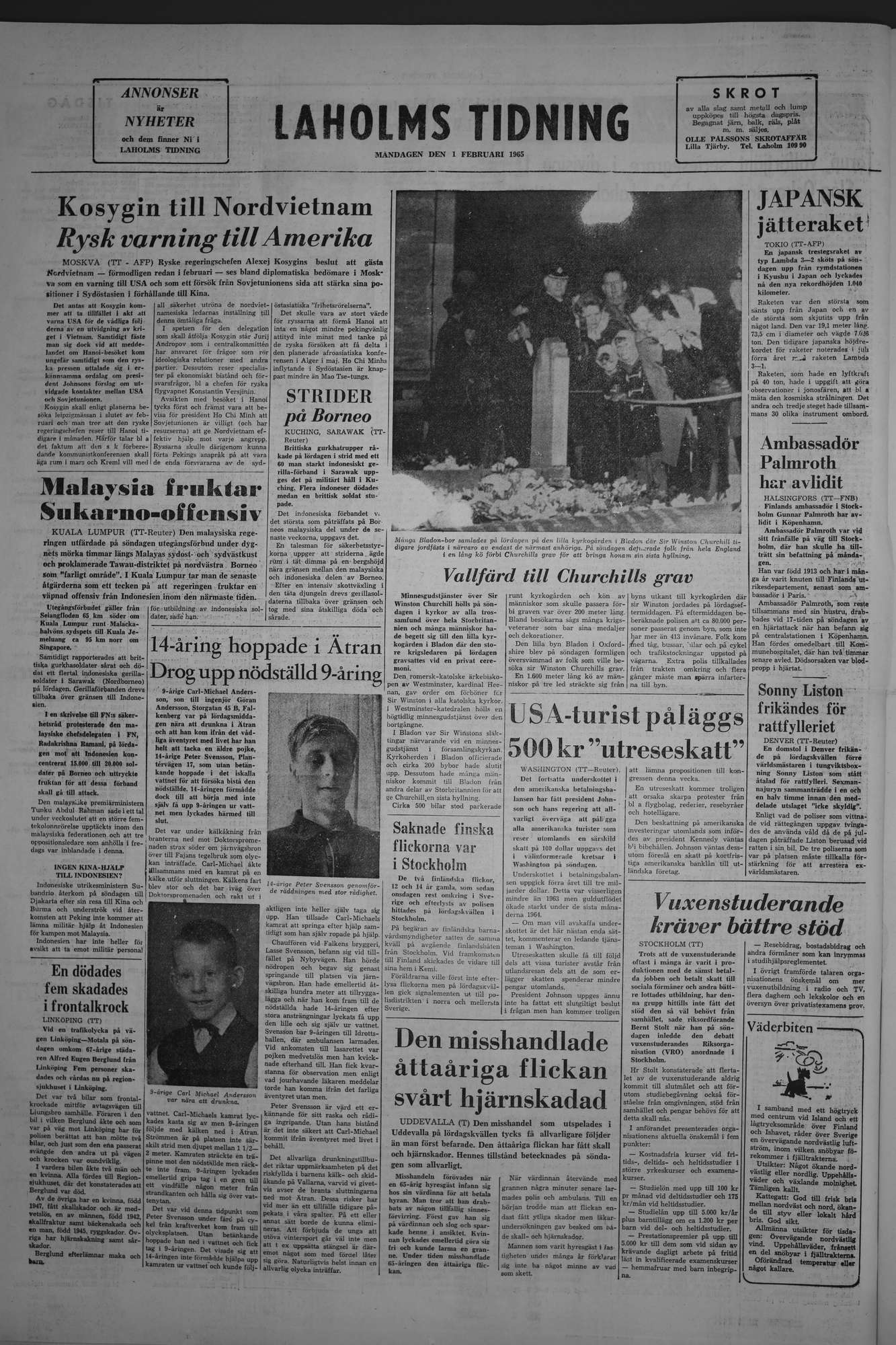Laholms Tidning Måndag 1 februari 1965, sida 8