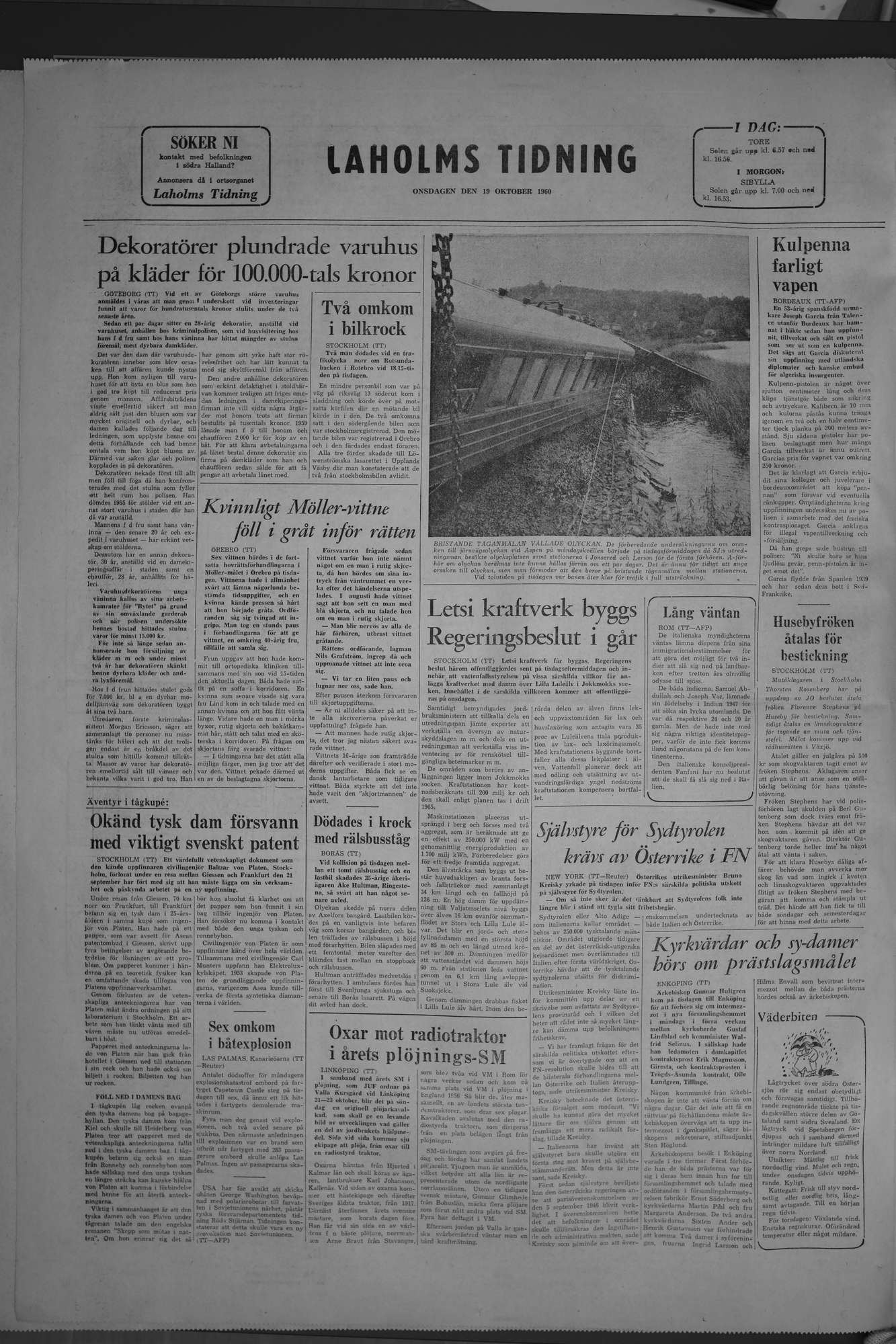 Laholms Tidning Onsdag 19 oktober 1960, sida 8
