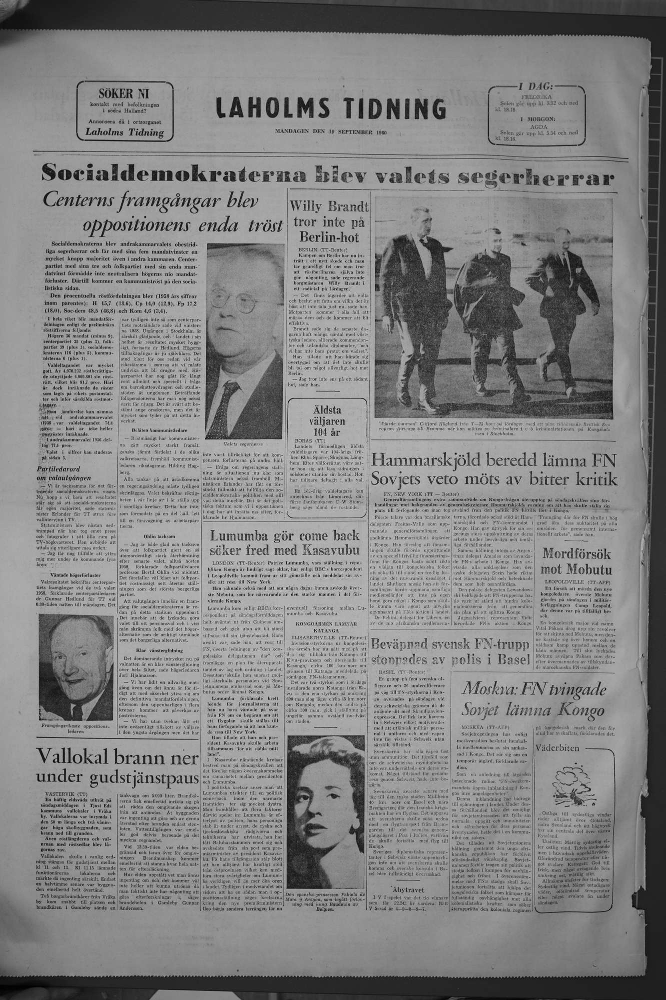 Laholms Tidning Måndag 19 september 1960, sida 8