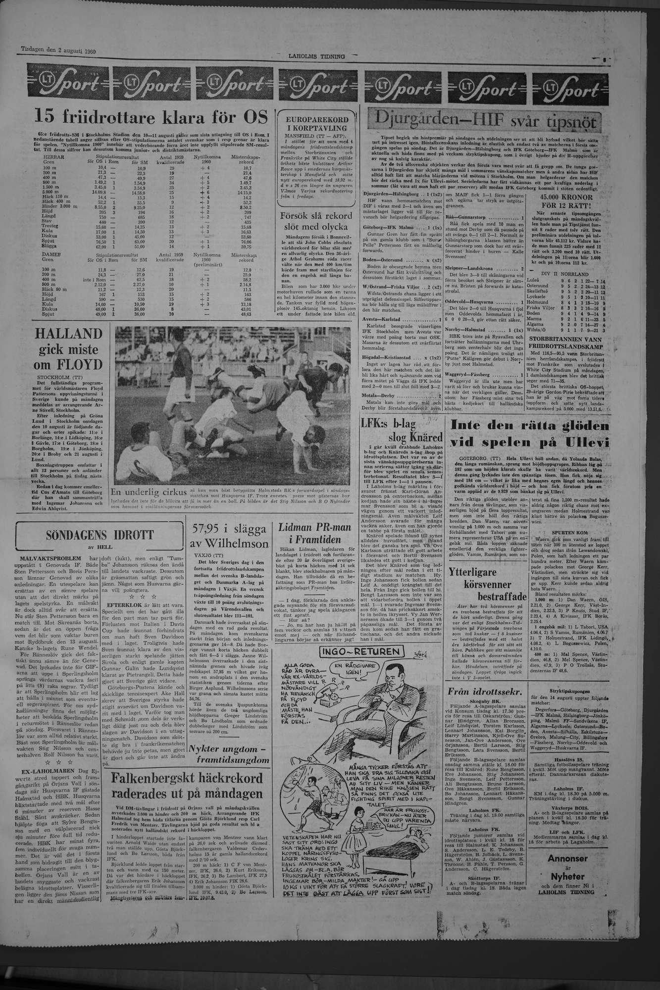 Laholms Tidning Tisdag 2 augusti 1960, sida 5
