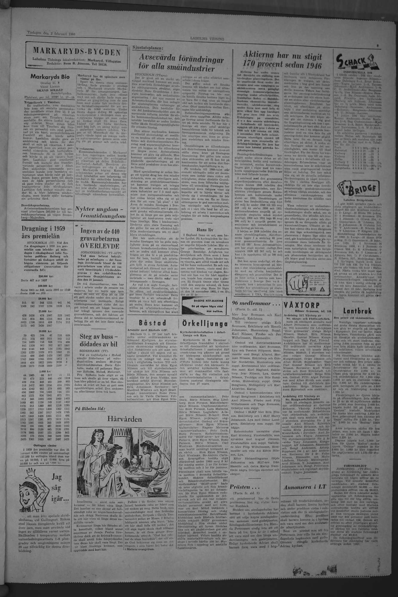 Laholms Tidning Tisdag 2 februari 1960, sida 3