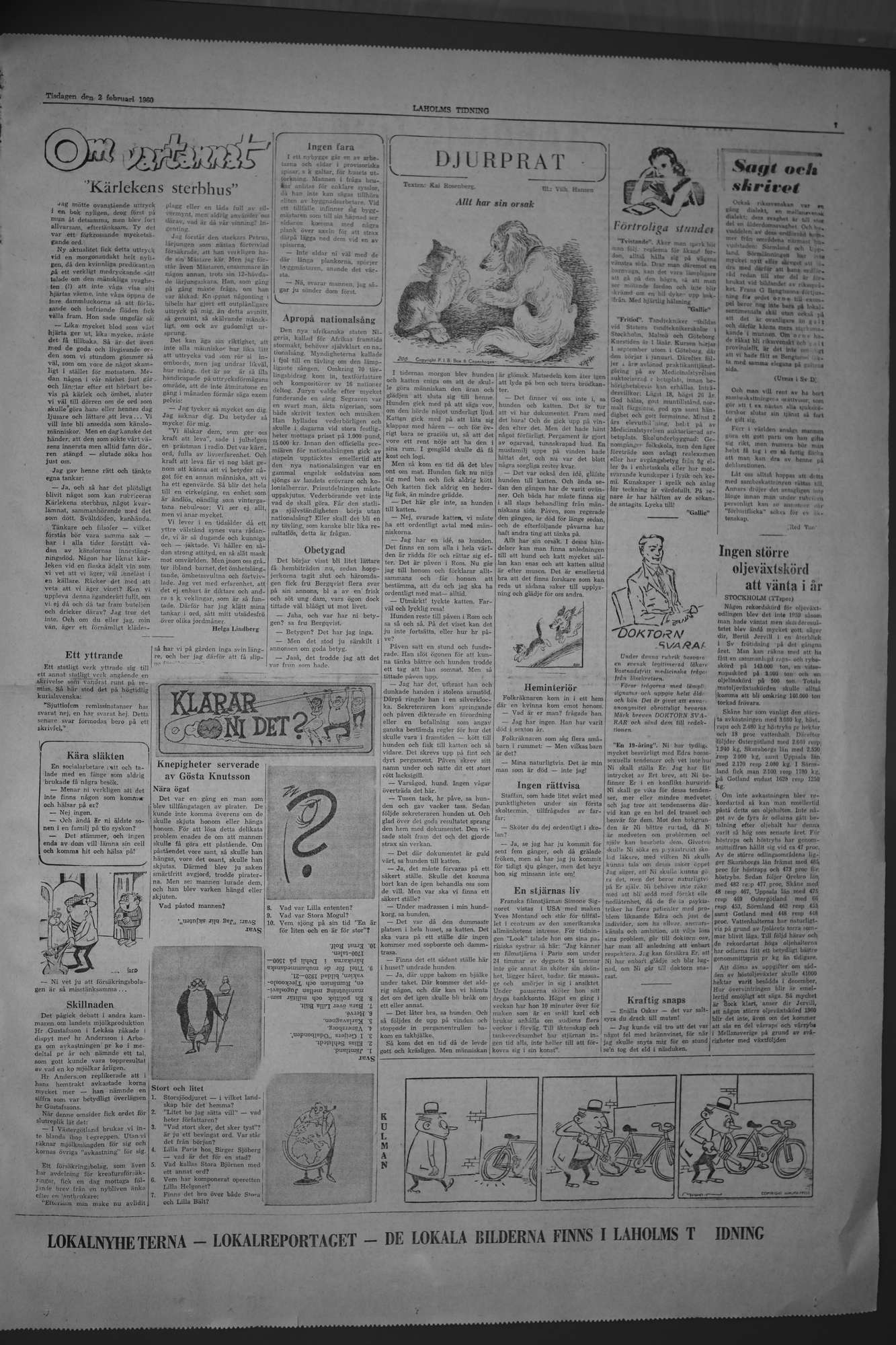 Laholms Tidning Tisdag 2 februari 1960, sida 7