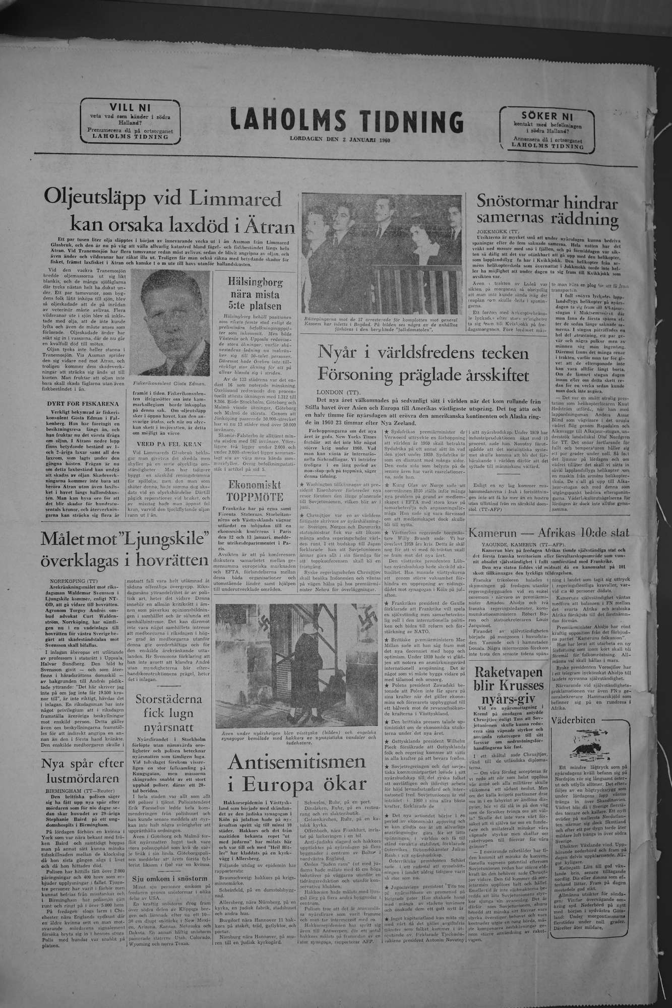 Laholms Tidning Lördag 2 januari 1960, sida 8