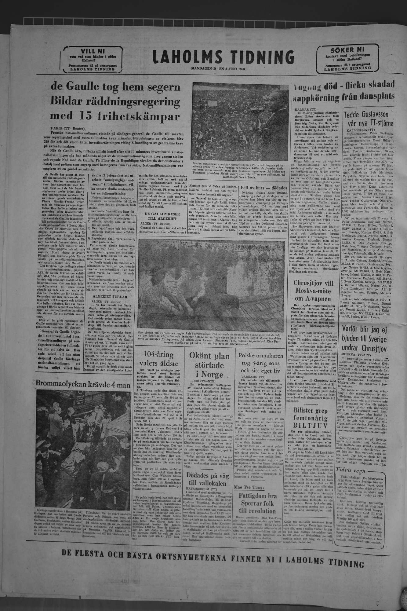 Laholms Tidning Torsdag 2 juni 1960, sida 6